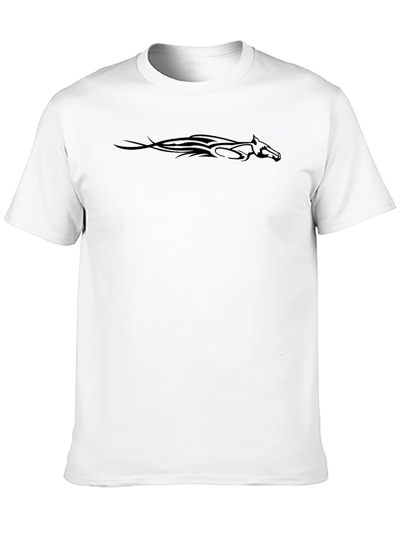 Mens Black T-Shirt with Horse Graphic Design