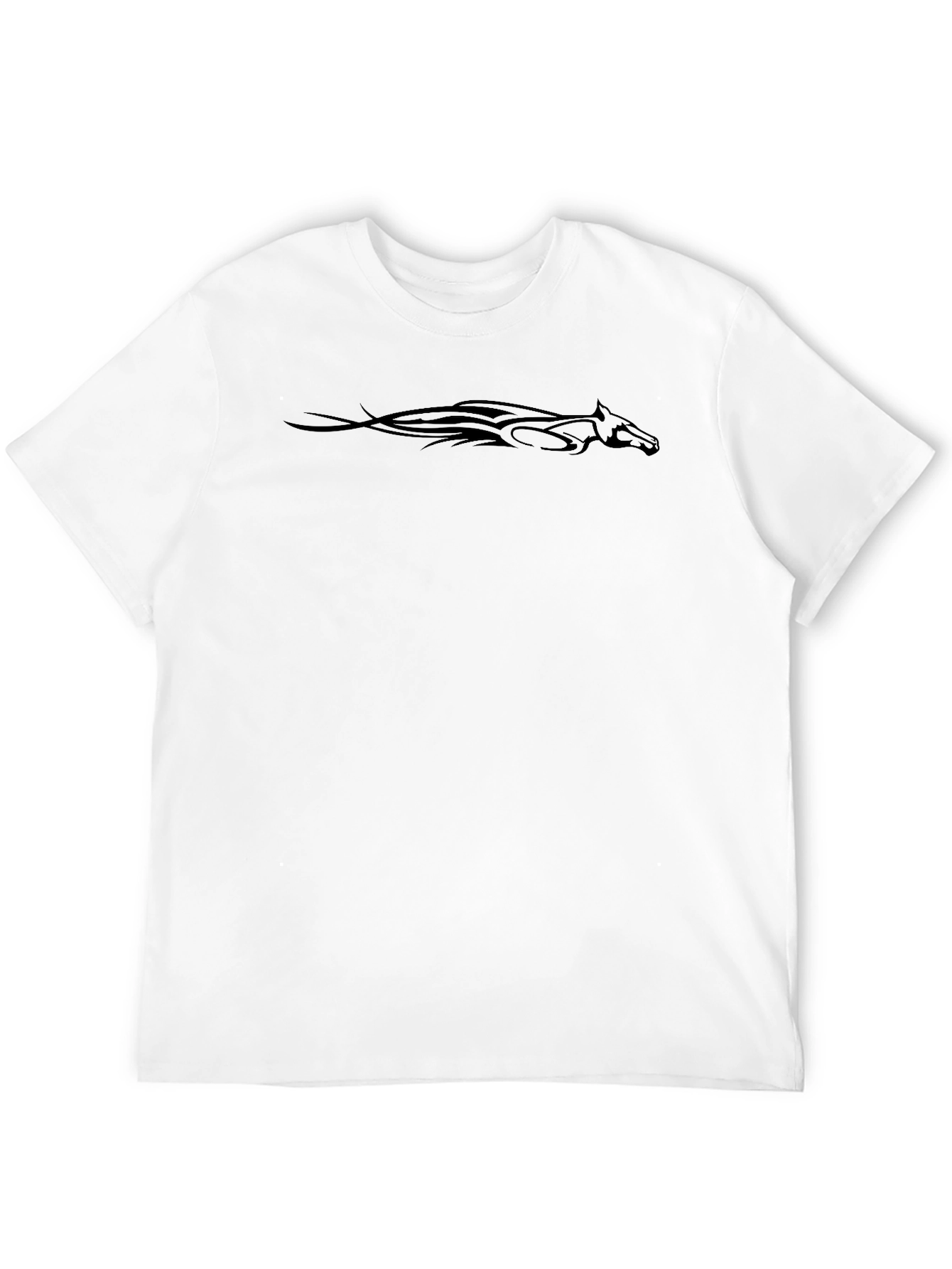 Mens Black T-Shirt with Horse Graphic Design