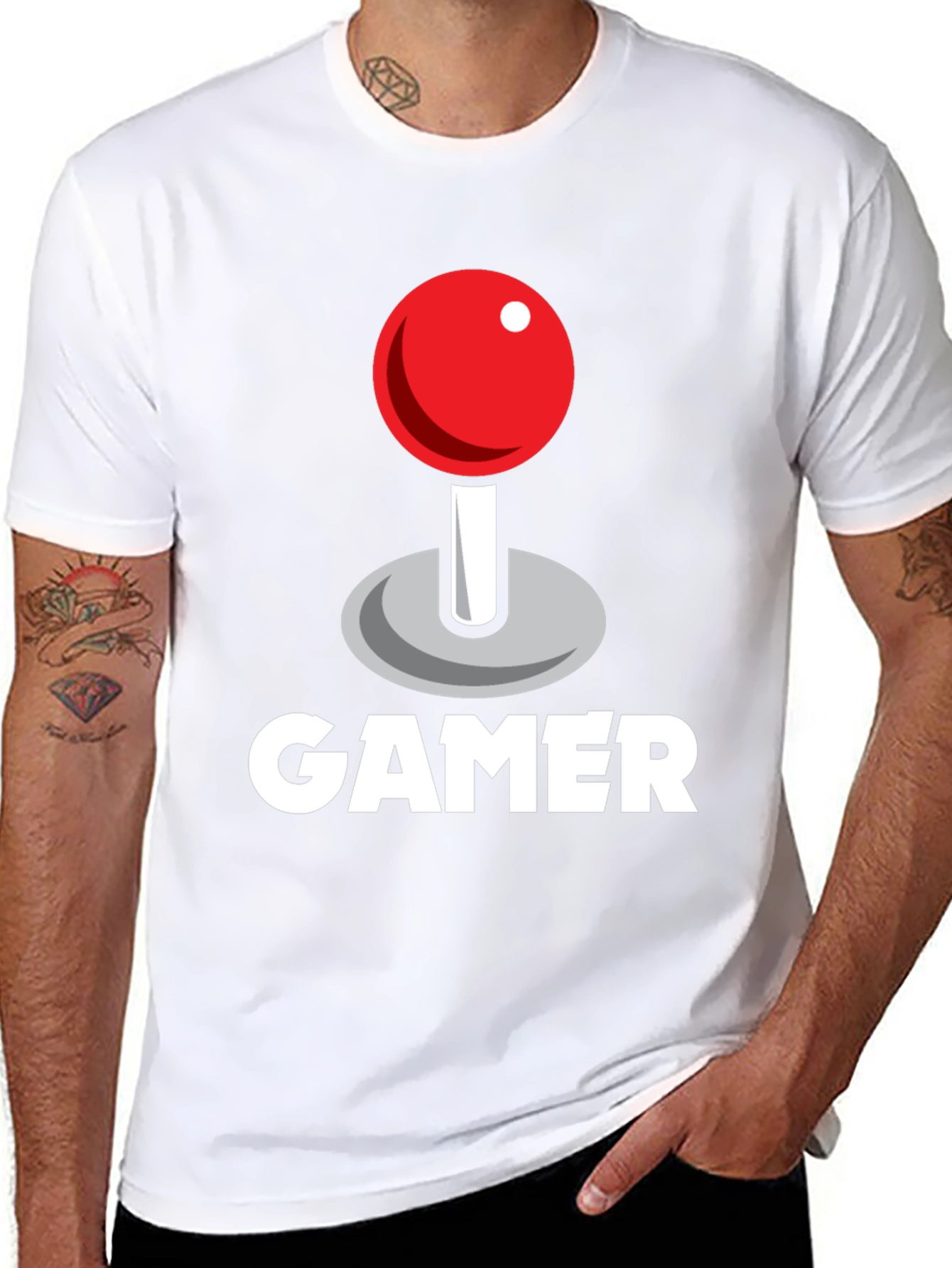 Gamer Joystick Graphic Tee - Black Cotton T-Shirt