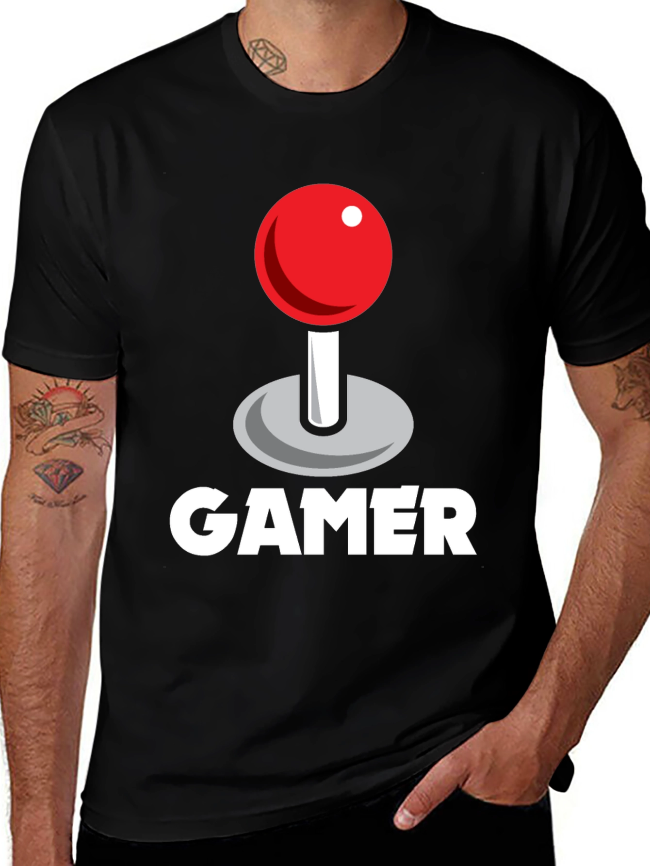 Gamer Joystick Graphic Tee - Black Cotton T-Shirt