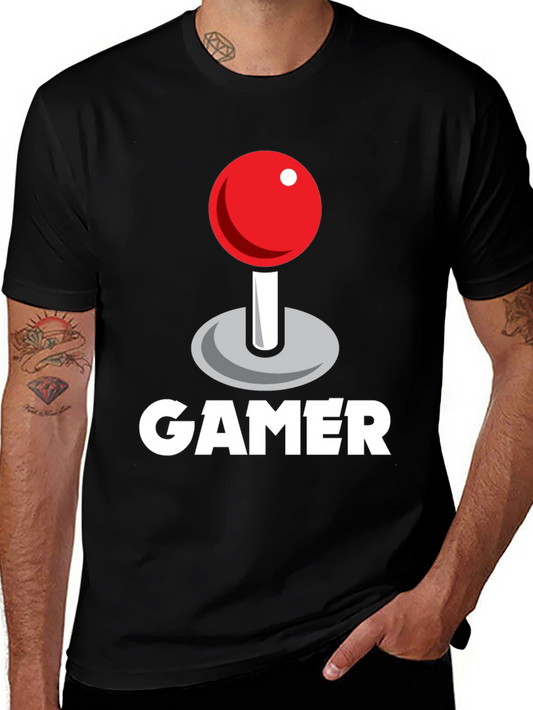 Gamer Joystick Graphic Tee - Black Cotton T-Shirt
