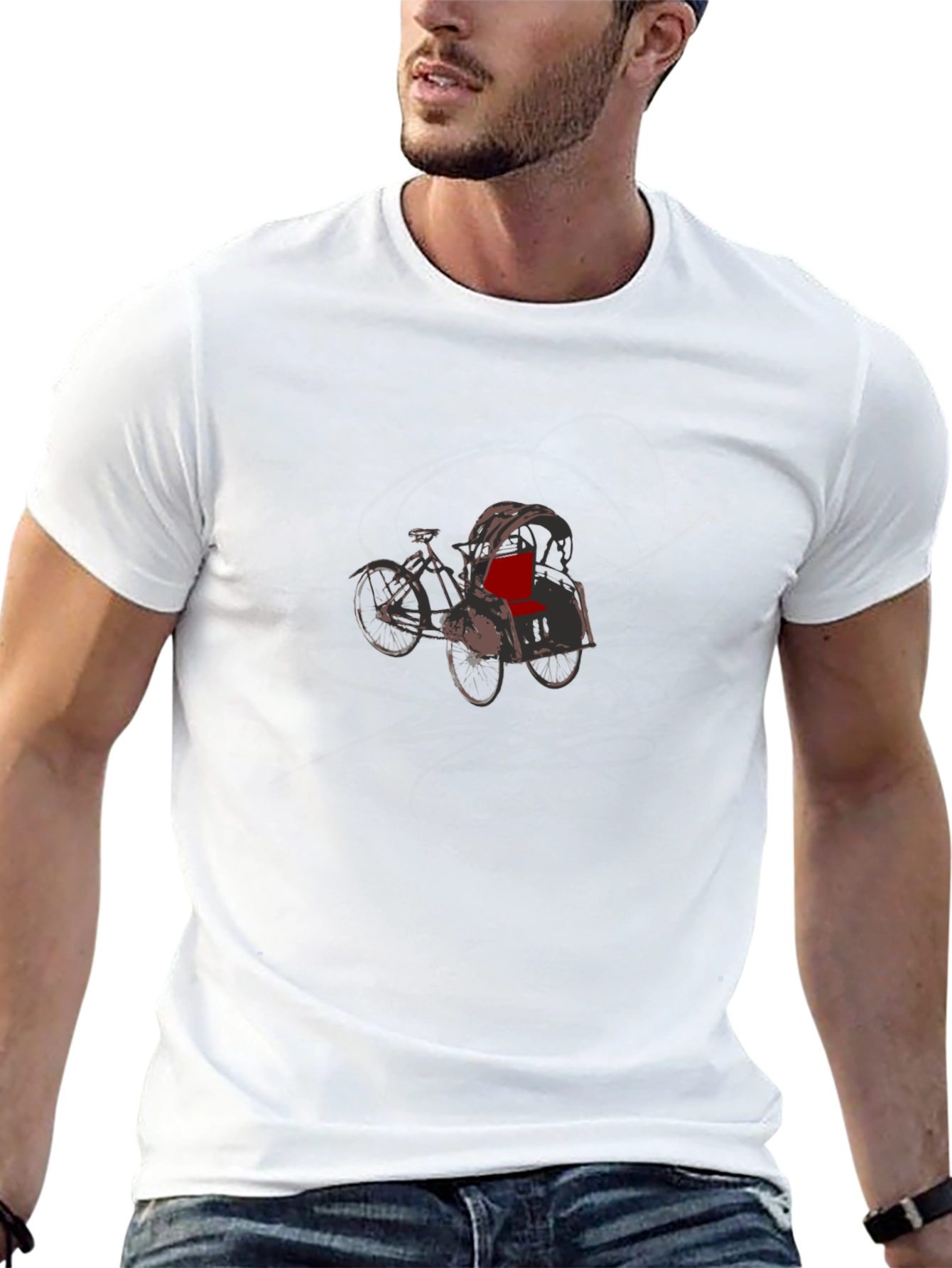 Black T-Shirt with Rickshaw Graphic
