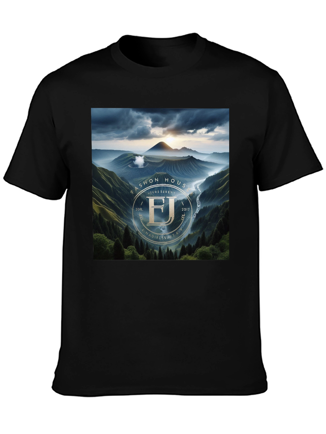 Fashion House FJ Serenity Black Graphic T-Shirt