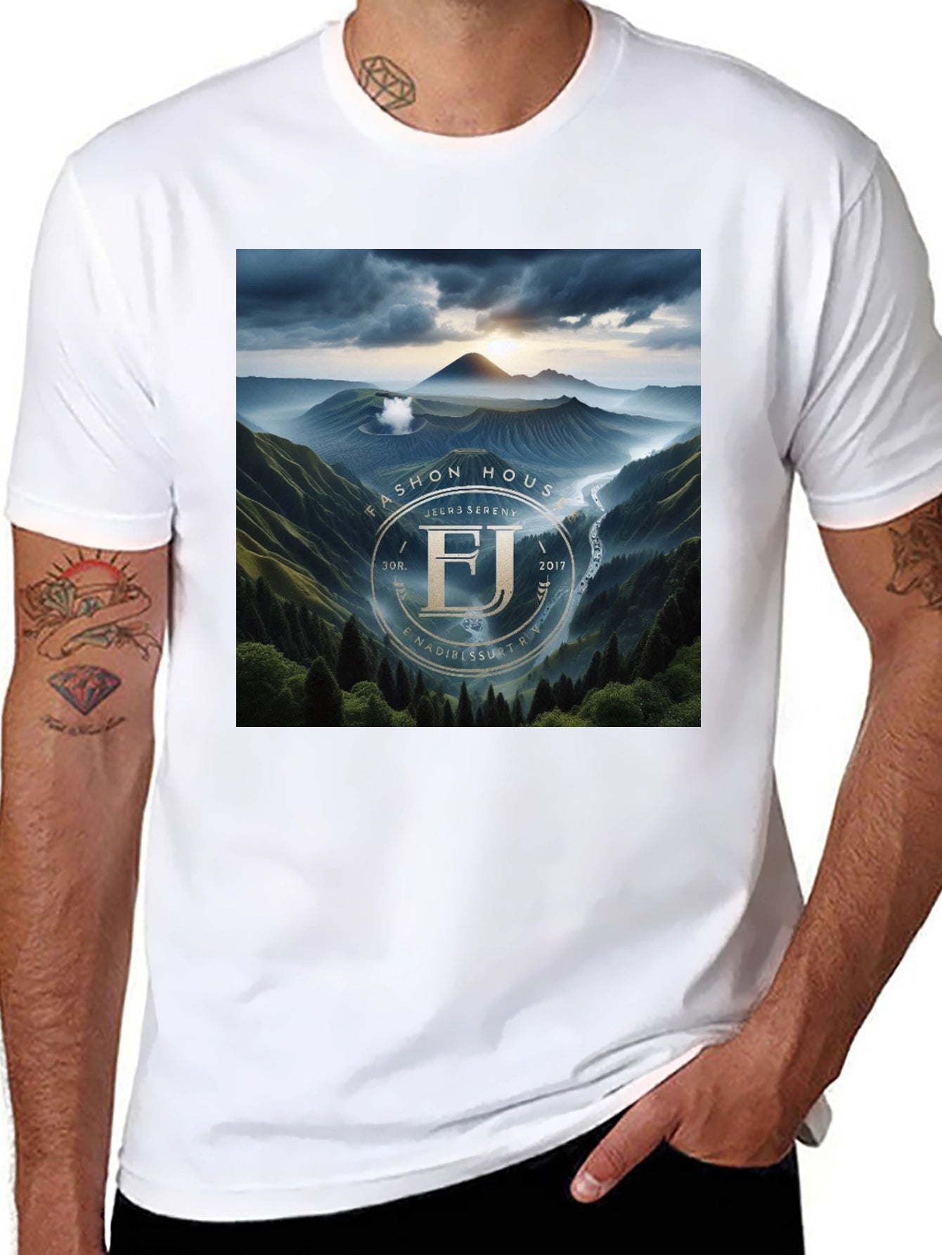 Fashion House FJ Serenity Black Graphic T-Shirt