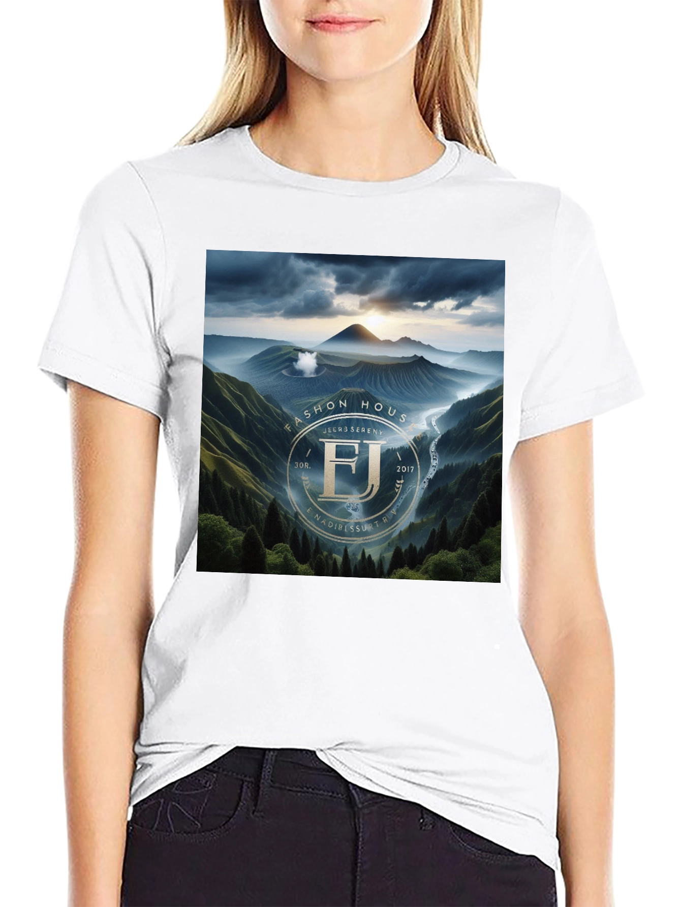 Fashion House FJ Serenity Black Graphic T-Shirt