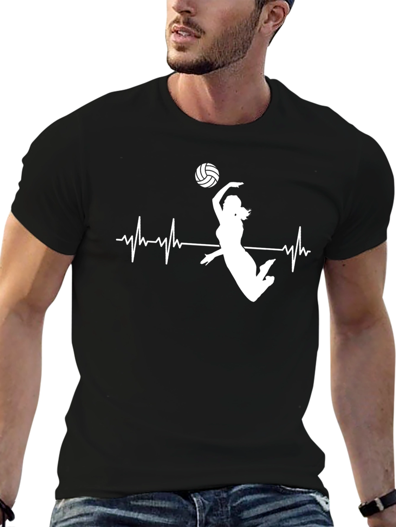 Volleyball Heartbeat Graphic T-Shirt