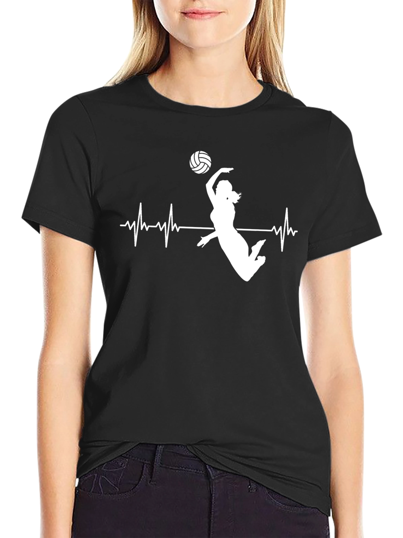 Volleyball Heartbeat Graphic T-Shirt