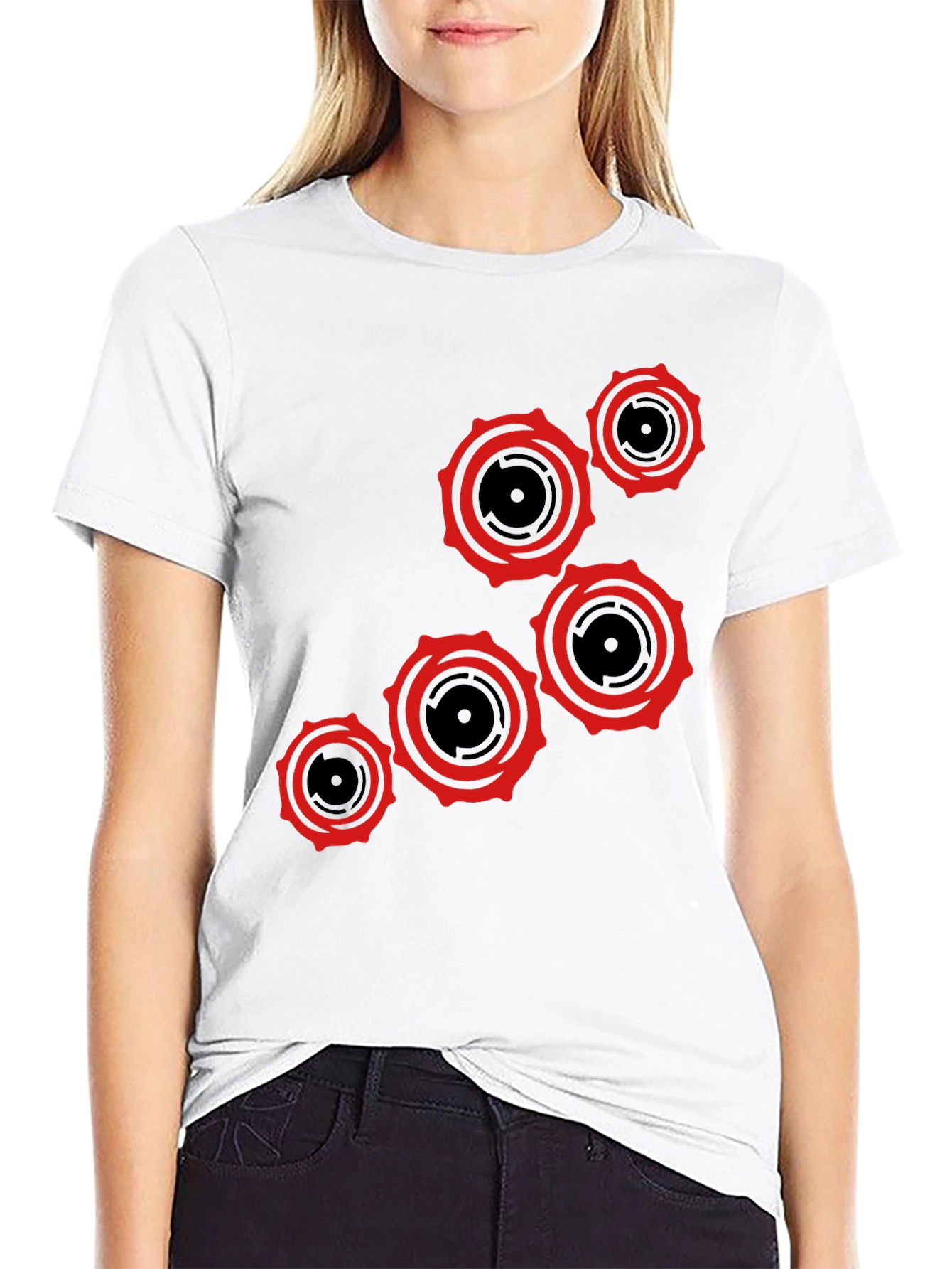 Modern Geometric Graphic Print Black T-Shirt