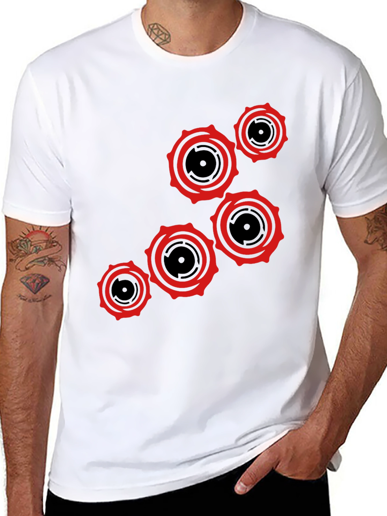 Modern Geometric Graphic Print Black T-Shirt