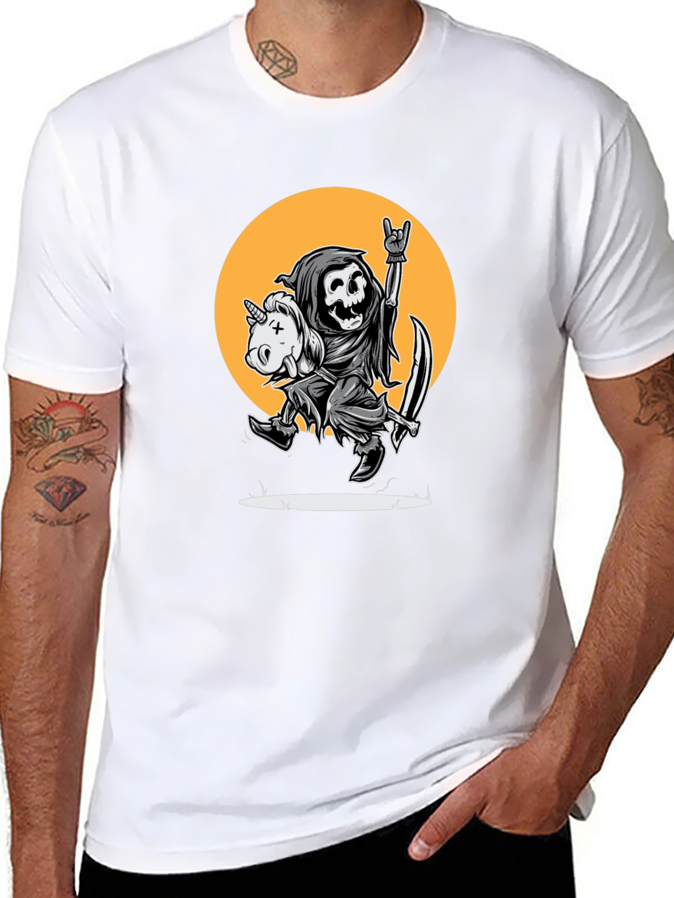 Grim Reaper Unicorn Ride Graphic Tee