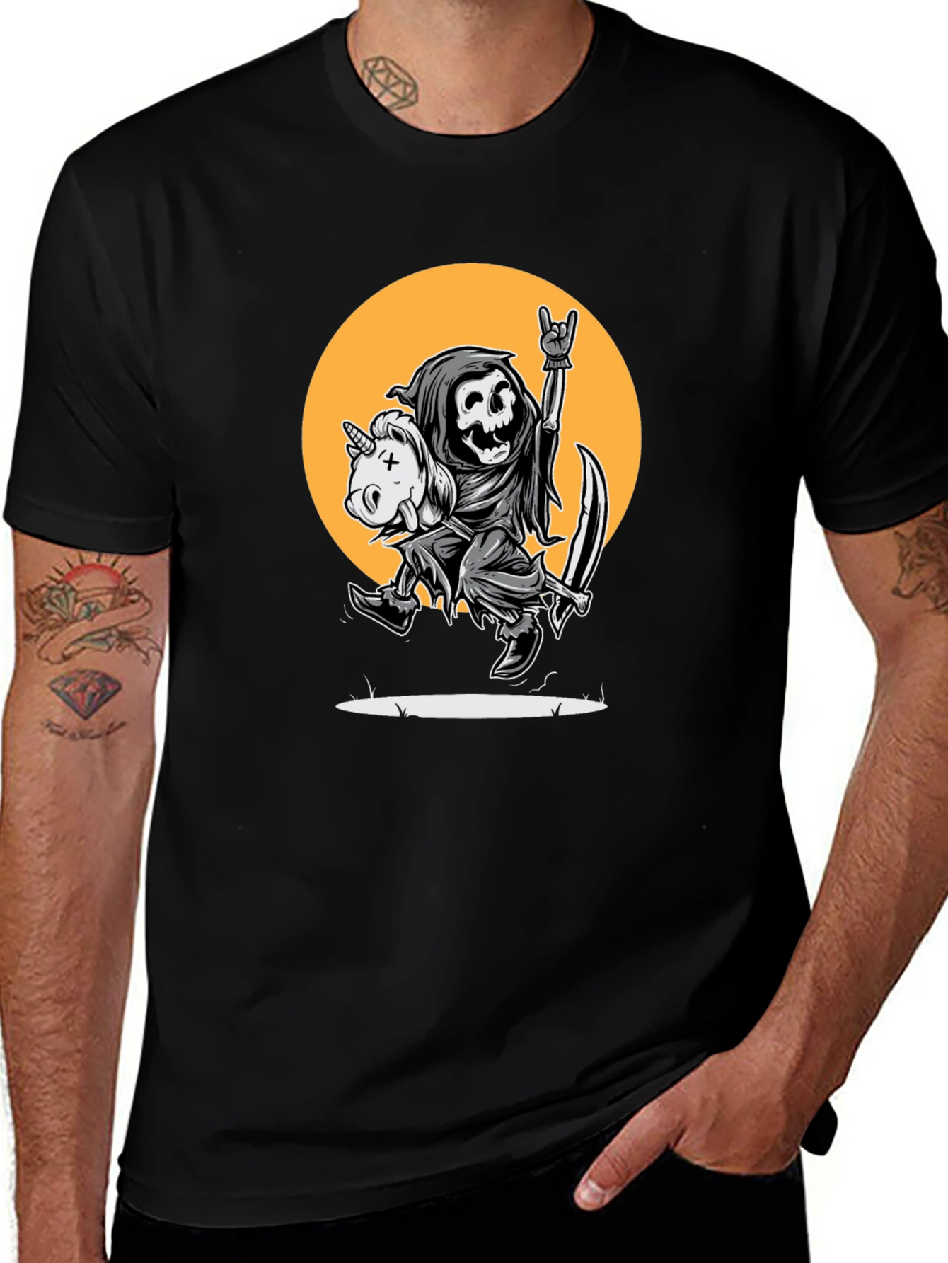 Grim Reaper Unicorn Ride Graphic Tee