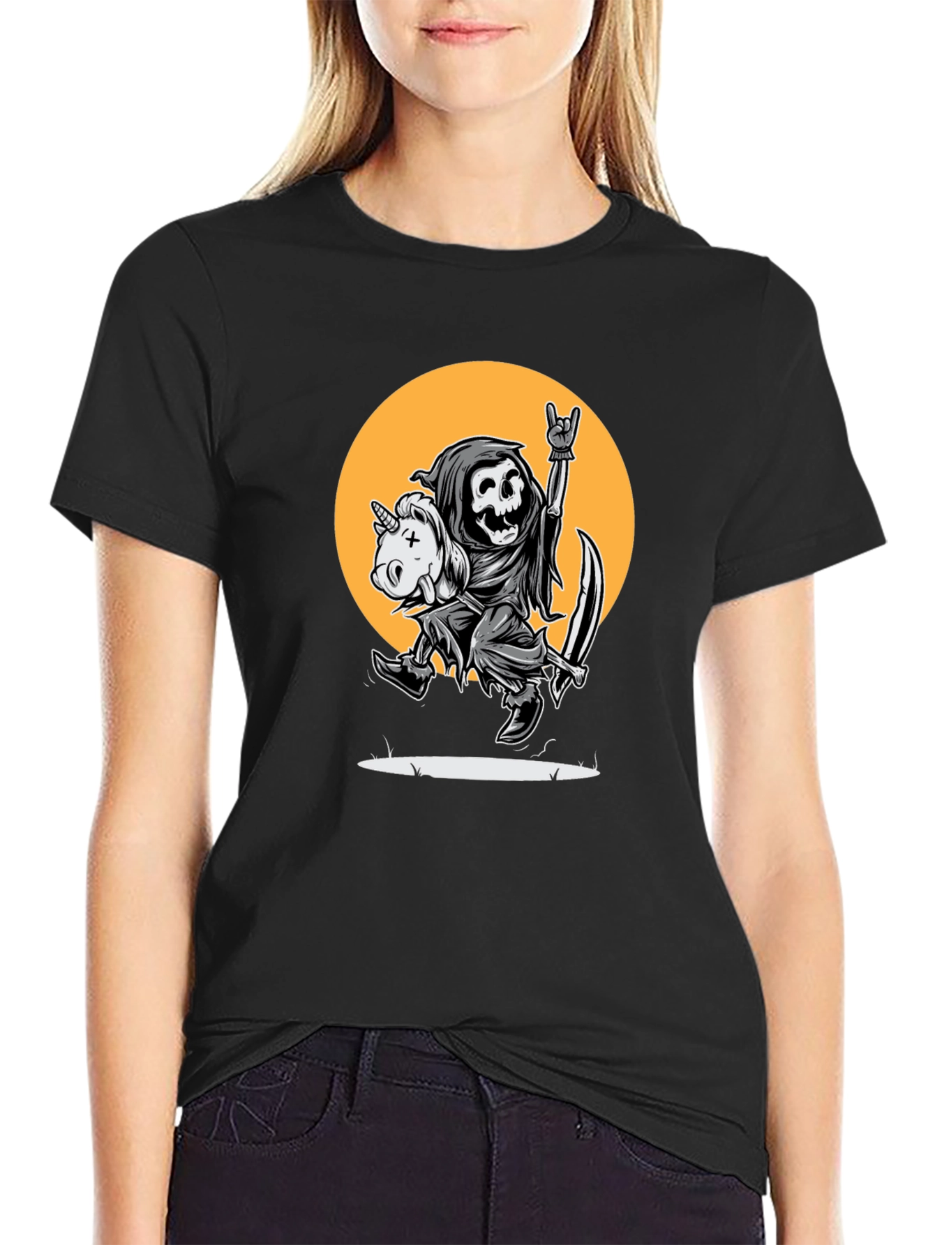 Grim Reaper Unicorn Ride Graphic Tee