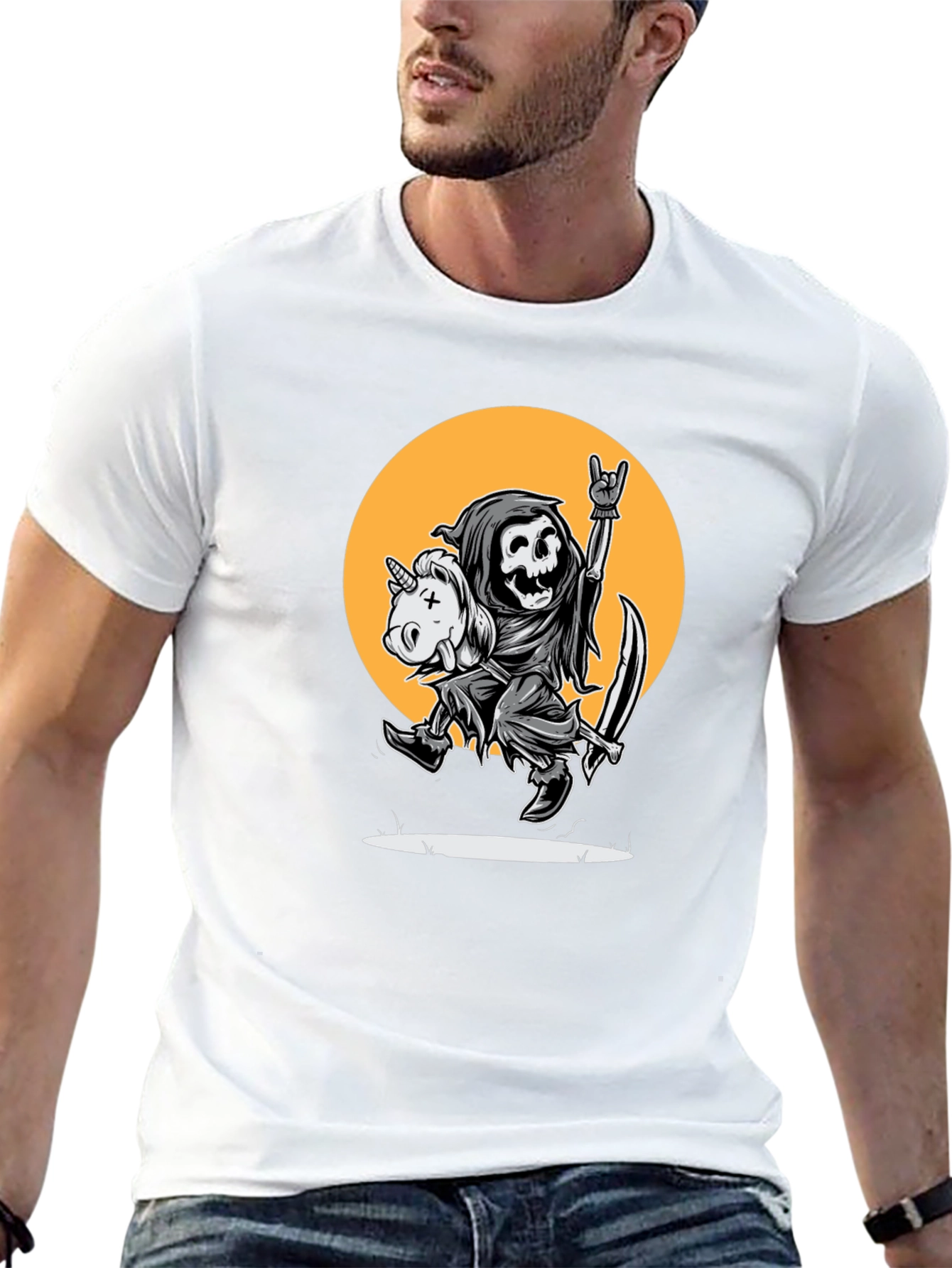 Grim Reaper Unicorn Ride Graphic Tee