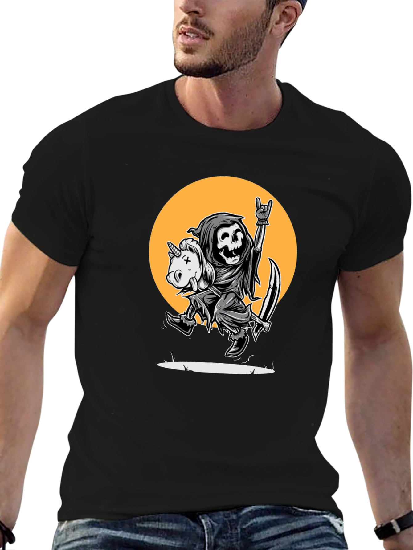 Grim Reaper Unicorn Ride Graphic Tee