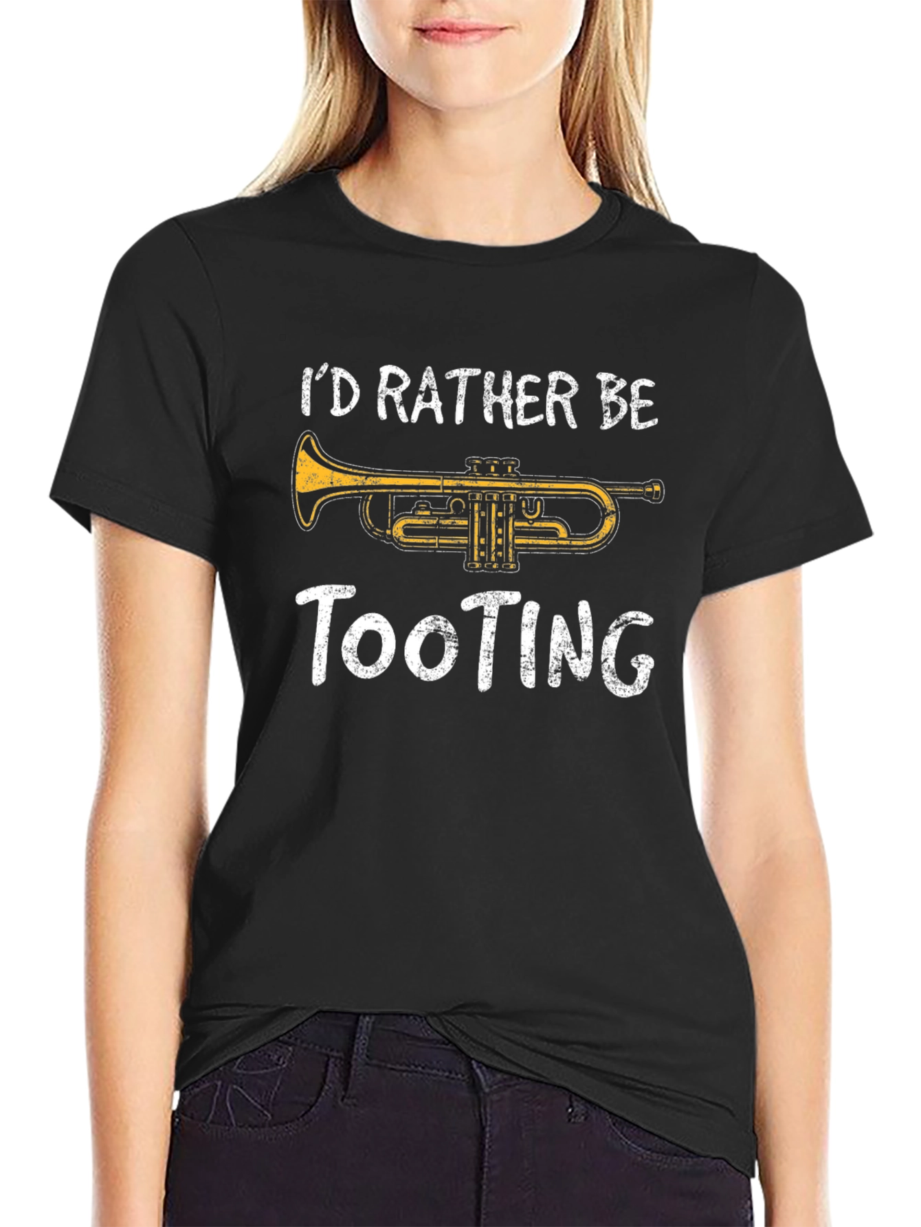 Tooting Trumpet Mens Black Graphic Tee