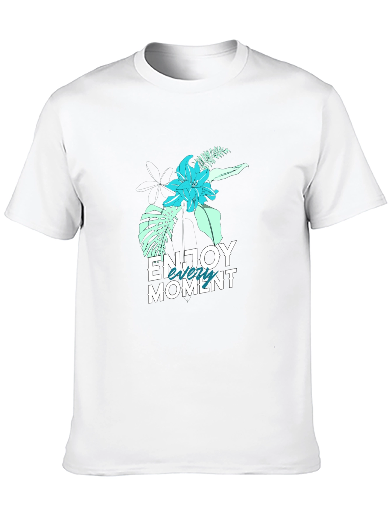 Mens Black Floral Enjoy the Moment Graphic Tee