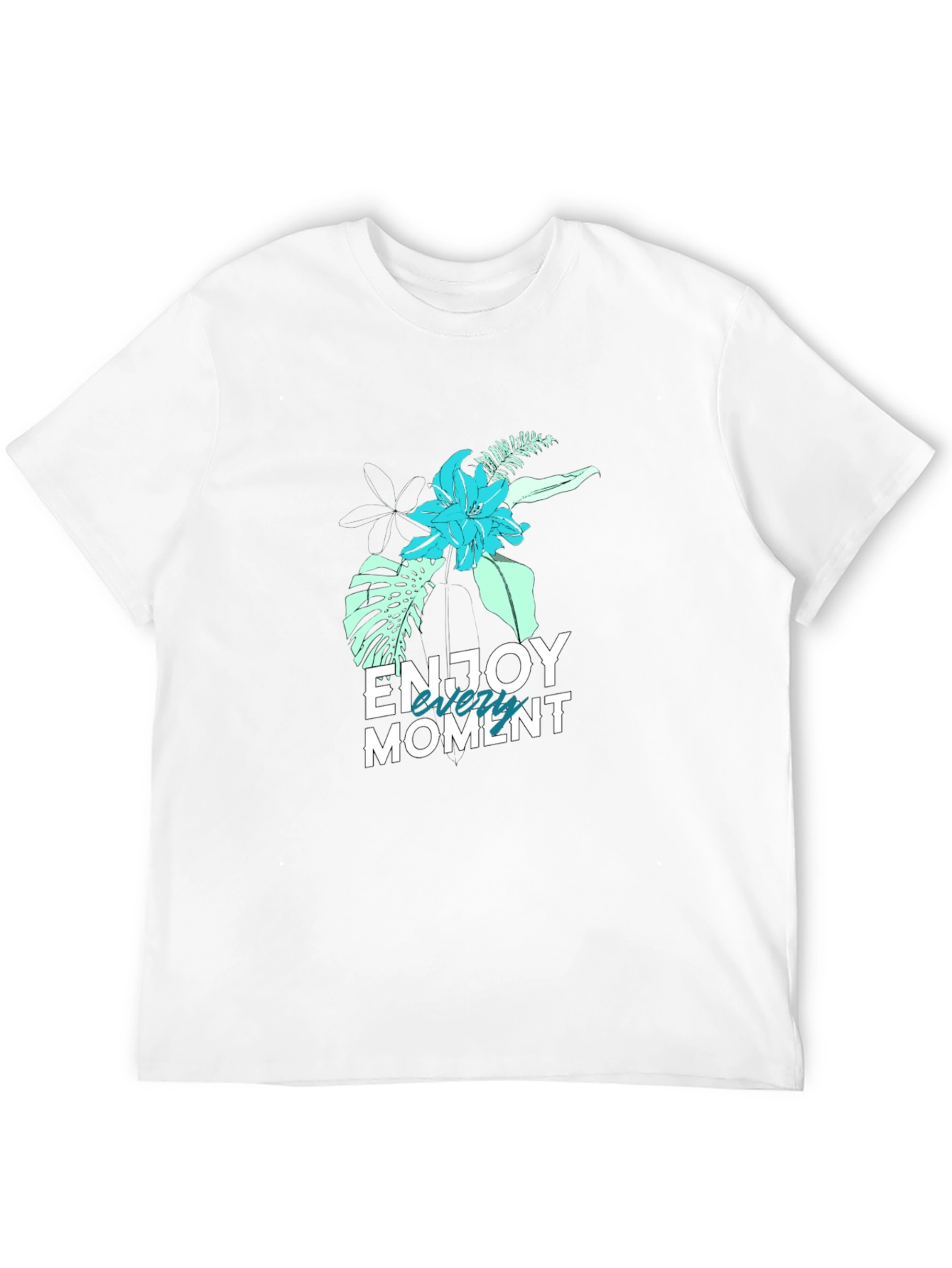 Mens Black Floral Enjoy the Moment Graphic Tee