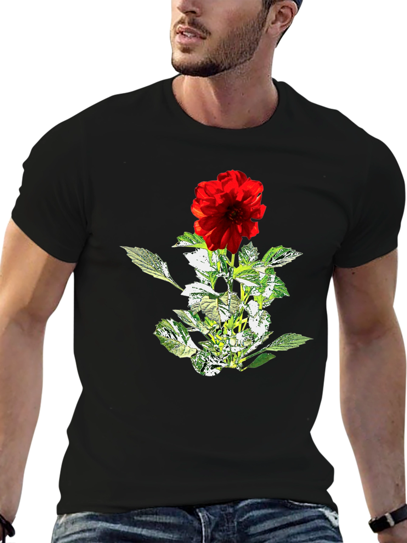 Floral T-Shirt - Red Flower Graphic Tee