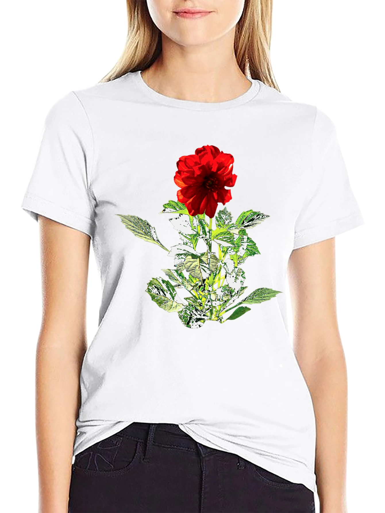 Floral T-Shirt - Red Flower Graphic Tee