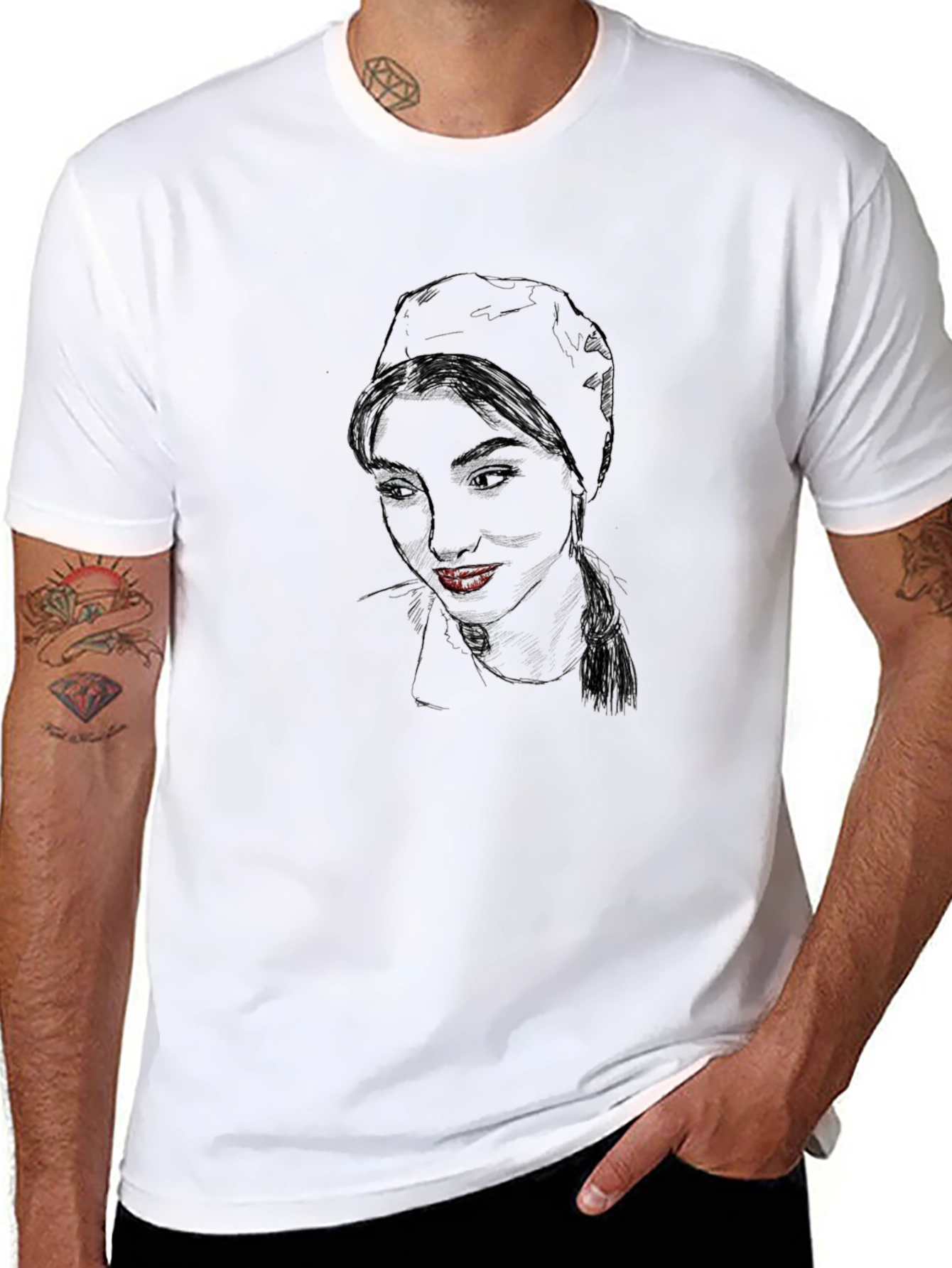 Artistic Portrait Black T-Shirt