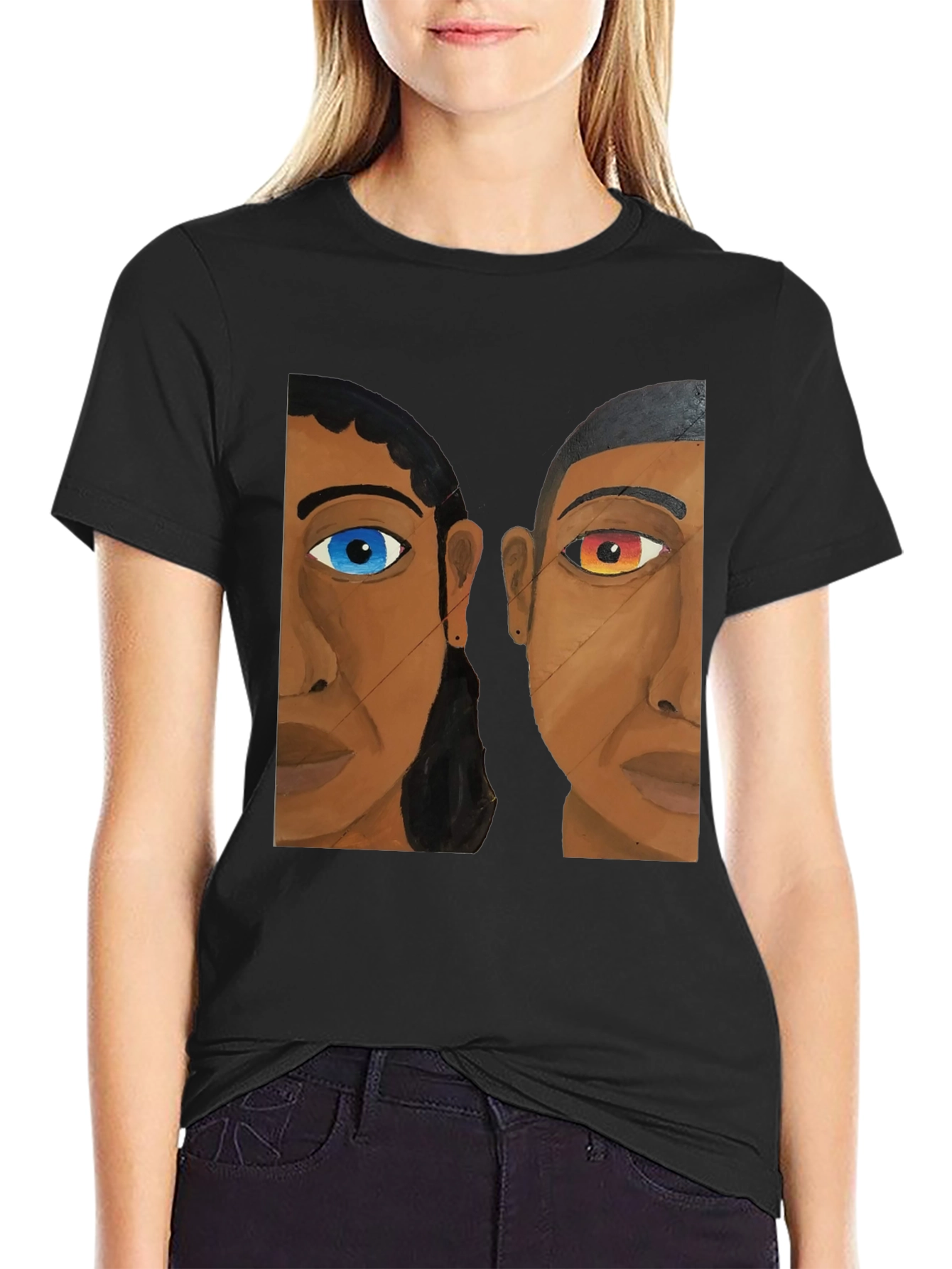 Unique Graphic Tee - Abstract Faces