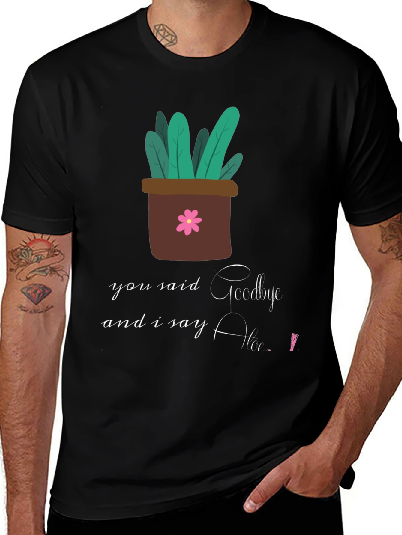 Plant Pot Goodbye Hello Graphic T-Shirt