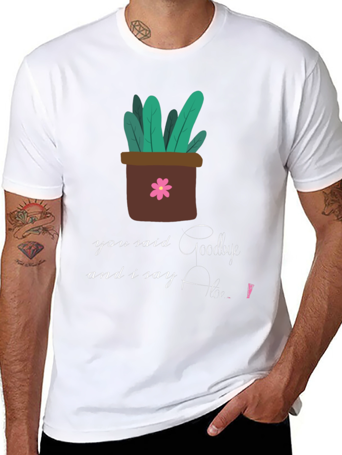 Plant Pot Goodbye Hello Graphic T-Shirt