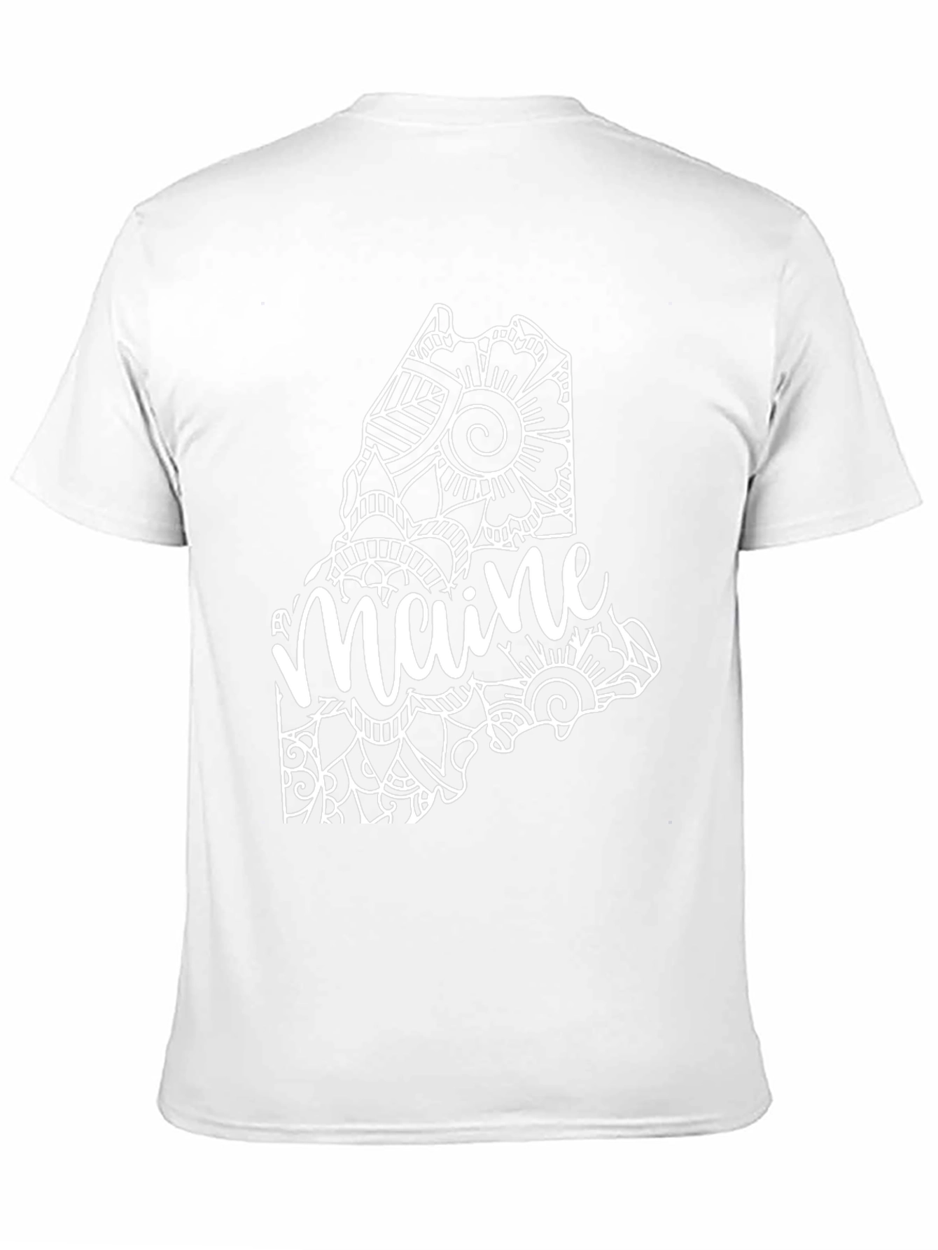 Maine State Mandala Art Black T-Shirt