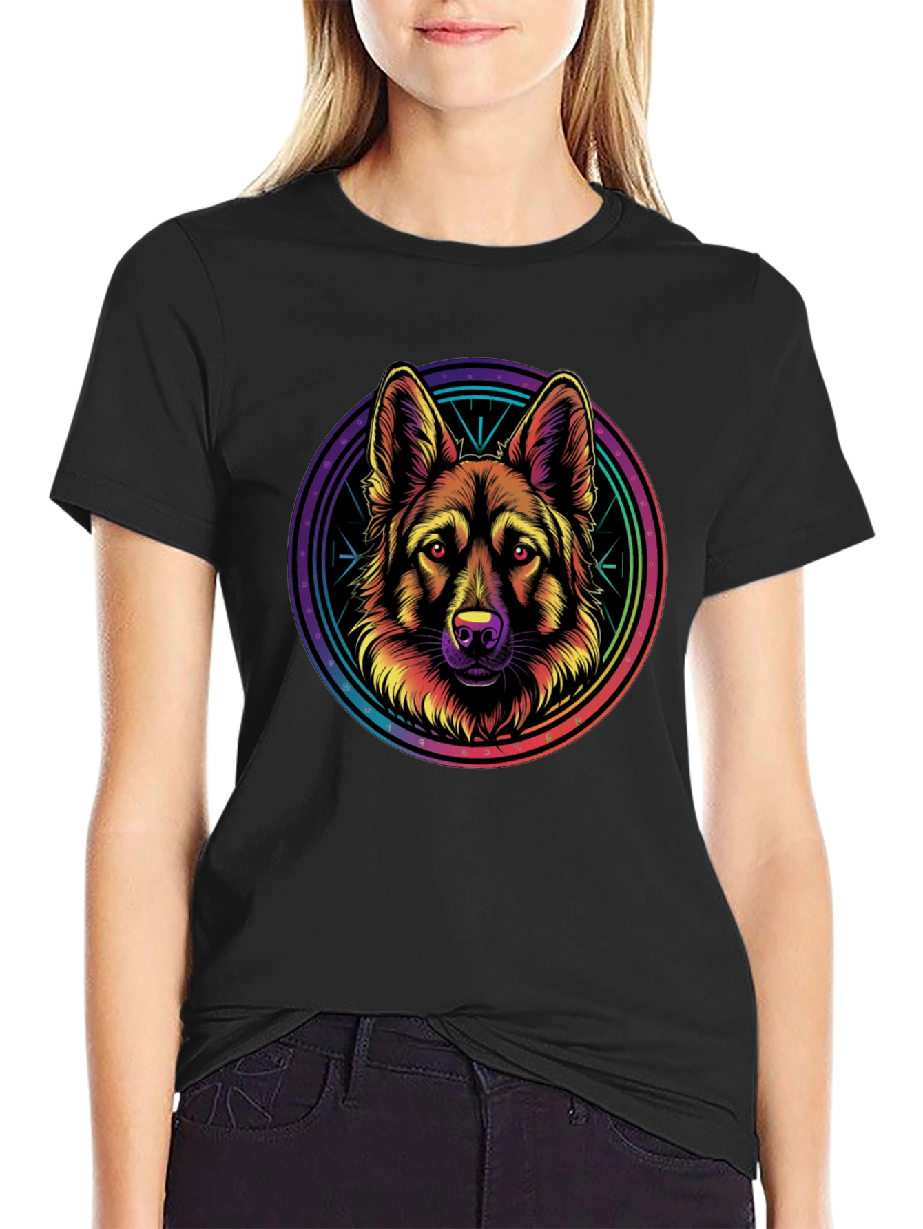 German Shepherd Graphic Tee - Mens Black T-Shirt