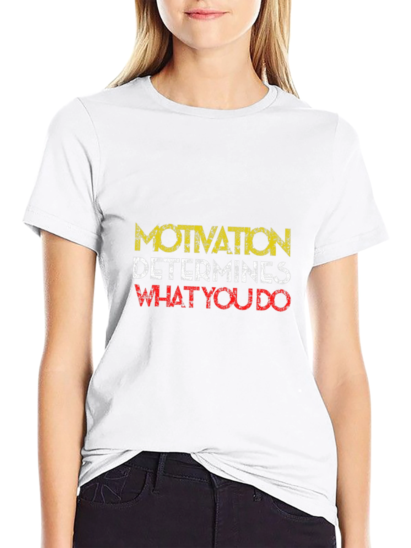 Motivational Graphic Print T-Shirt - Black
