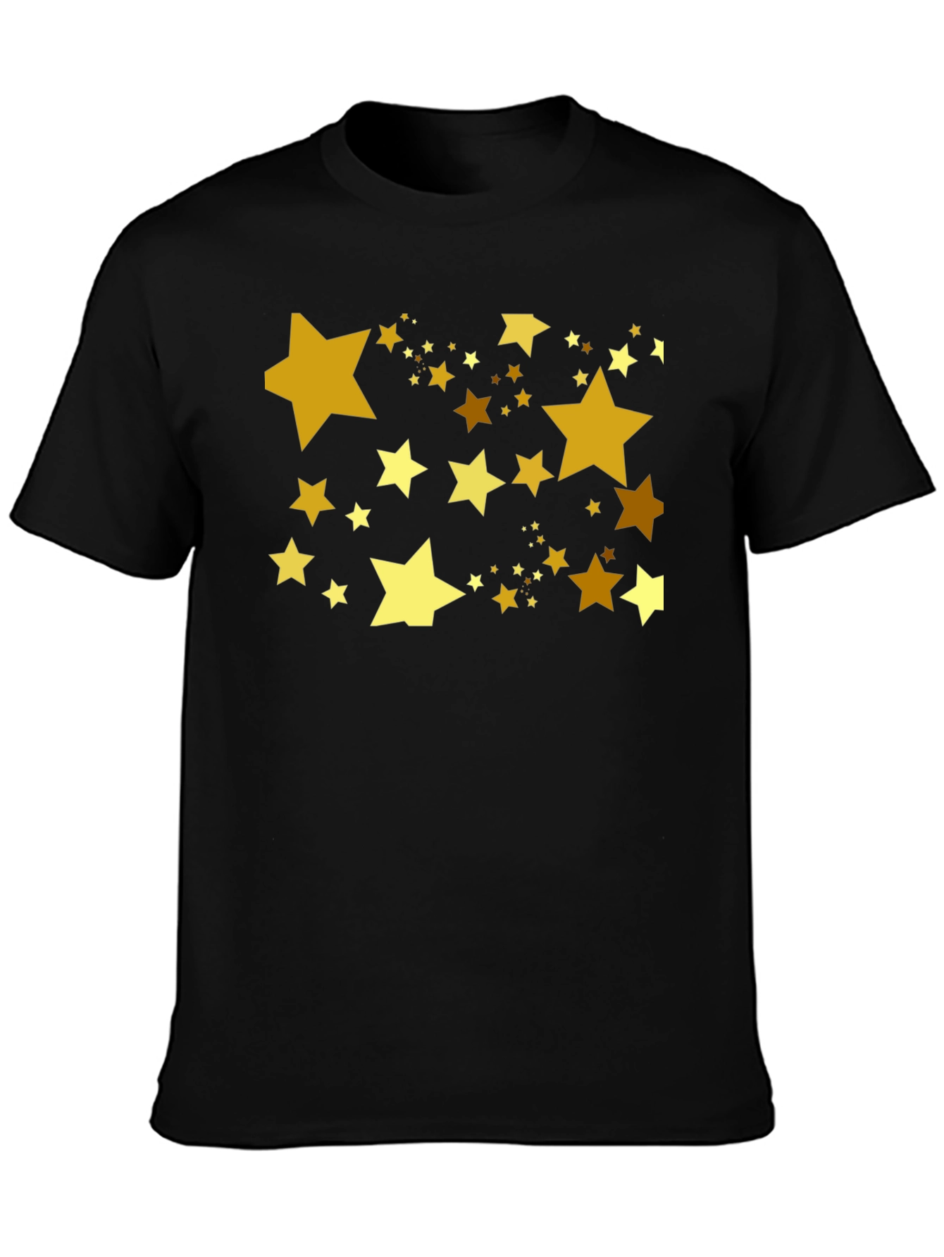 Golden Stars Black T-Shirt - Celestial Style