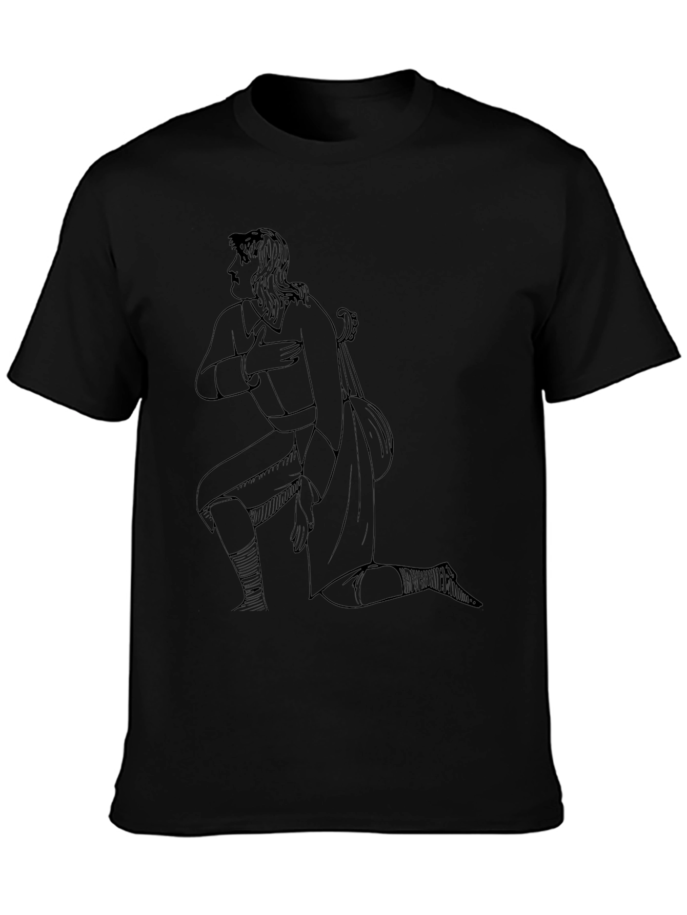 Line Art Graphic Black T-Shirt
