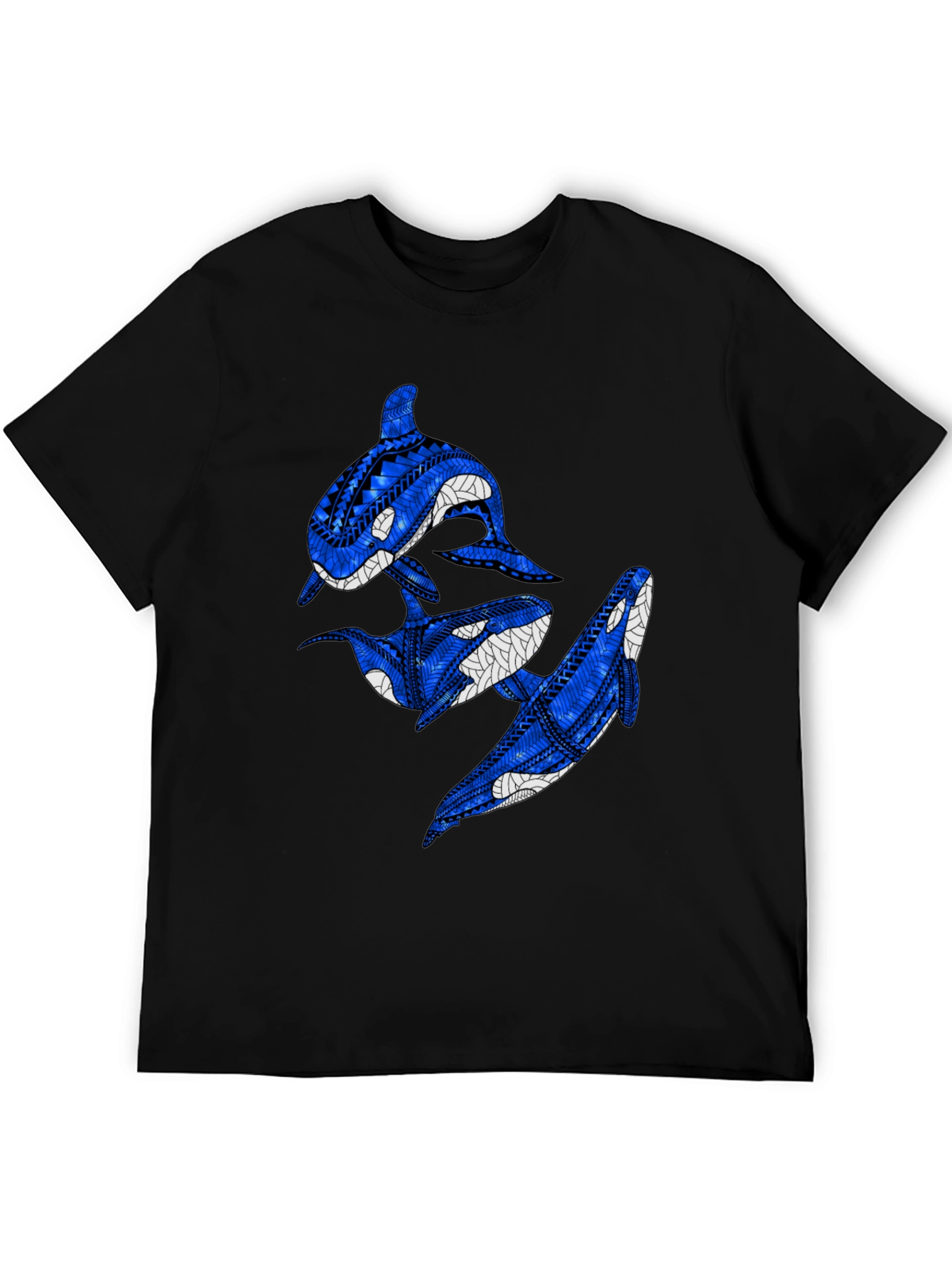 Tribal Orca Whale Black Graphic Tee