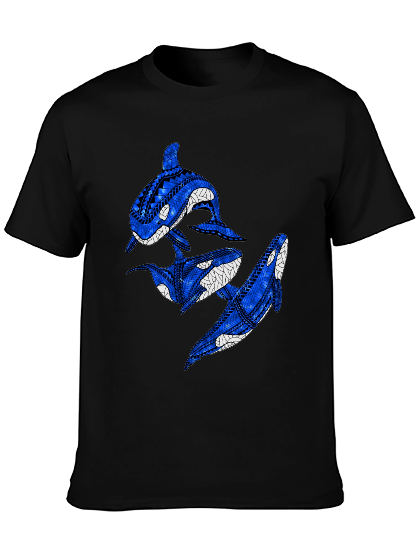 Tribal Orca Whale Black Graphic Tee