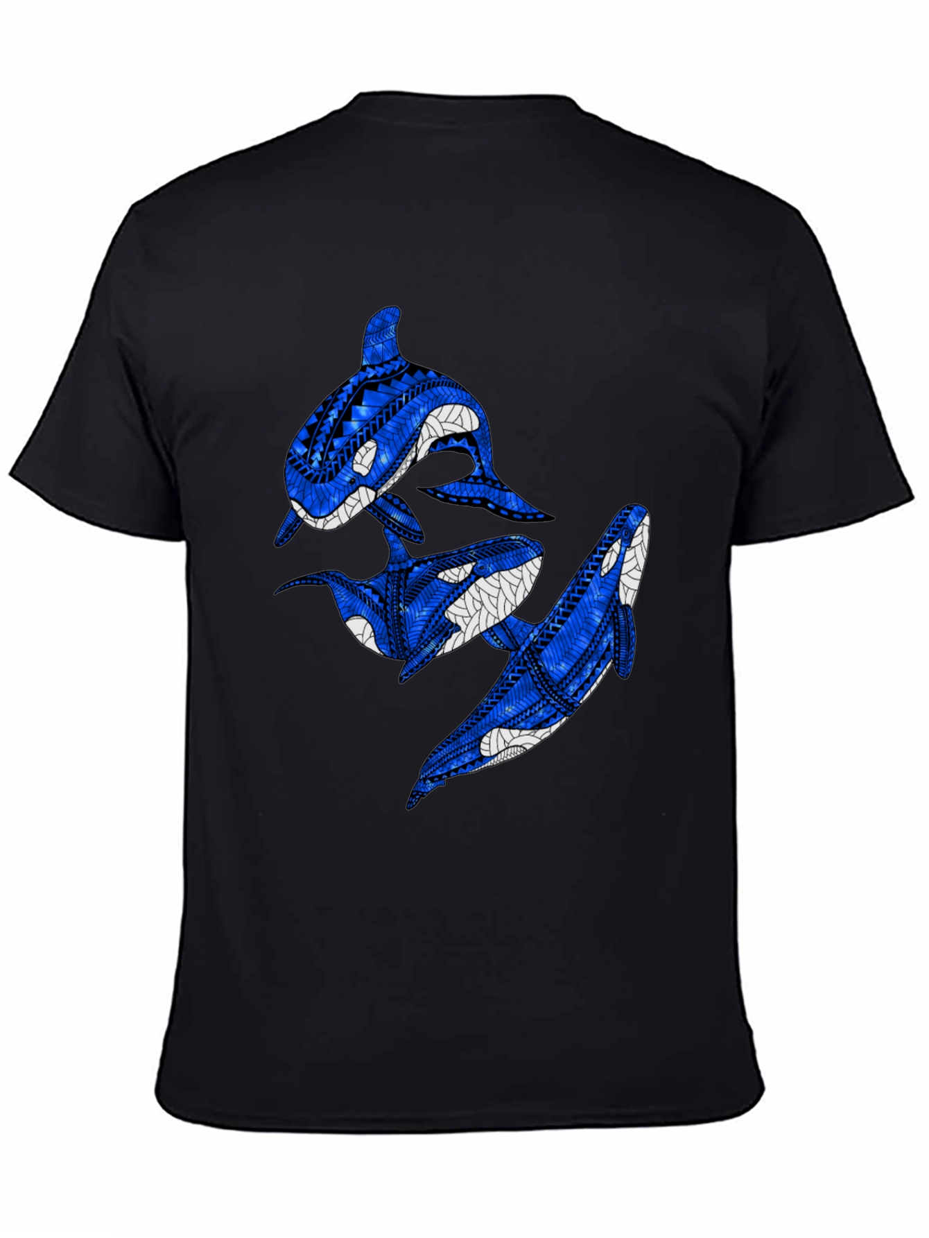 Tribal Orca Whale Black Graphic Tee