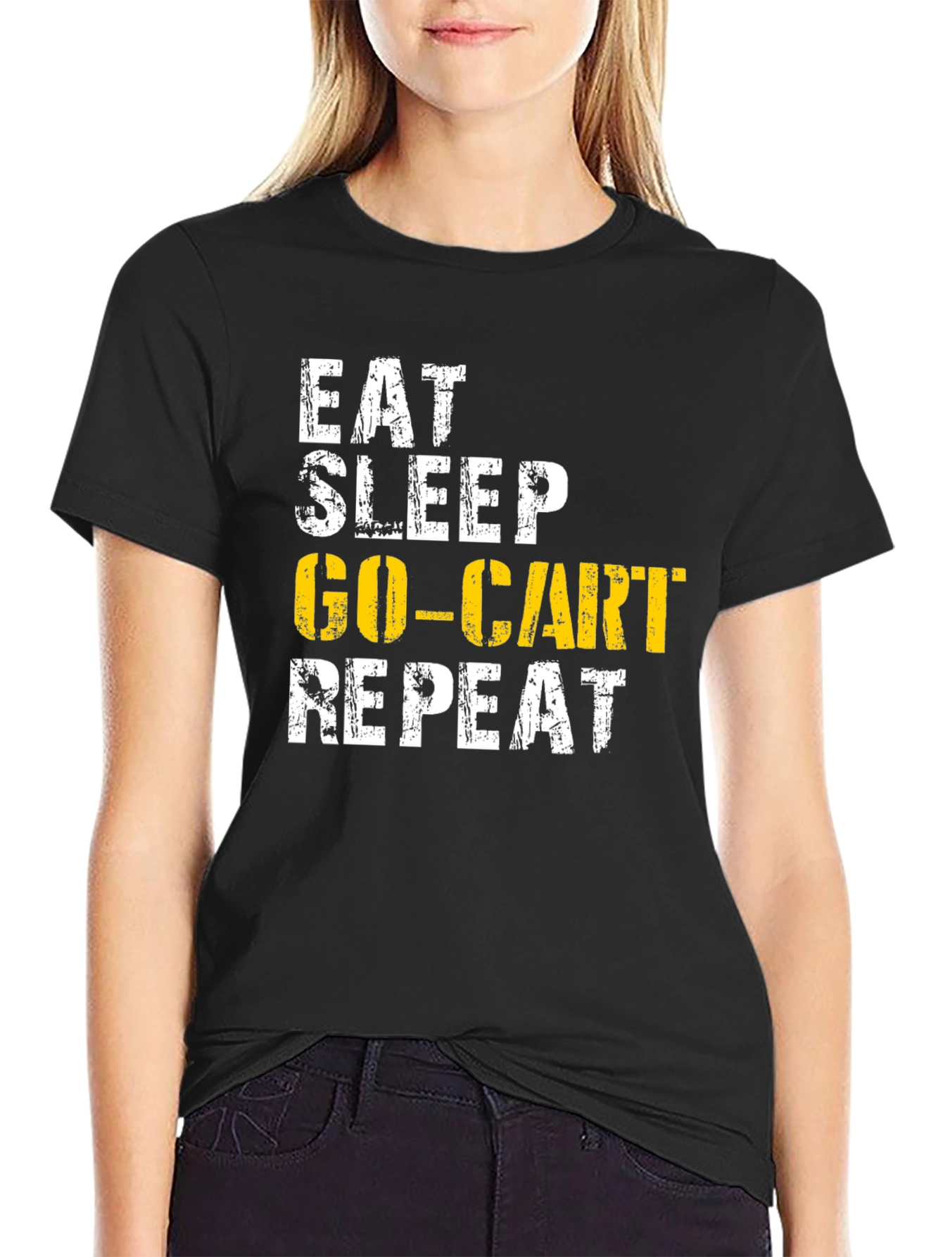 Eat Sleep Go-Cart Repeat Black T-Shirt
