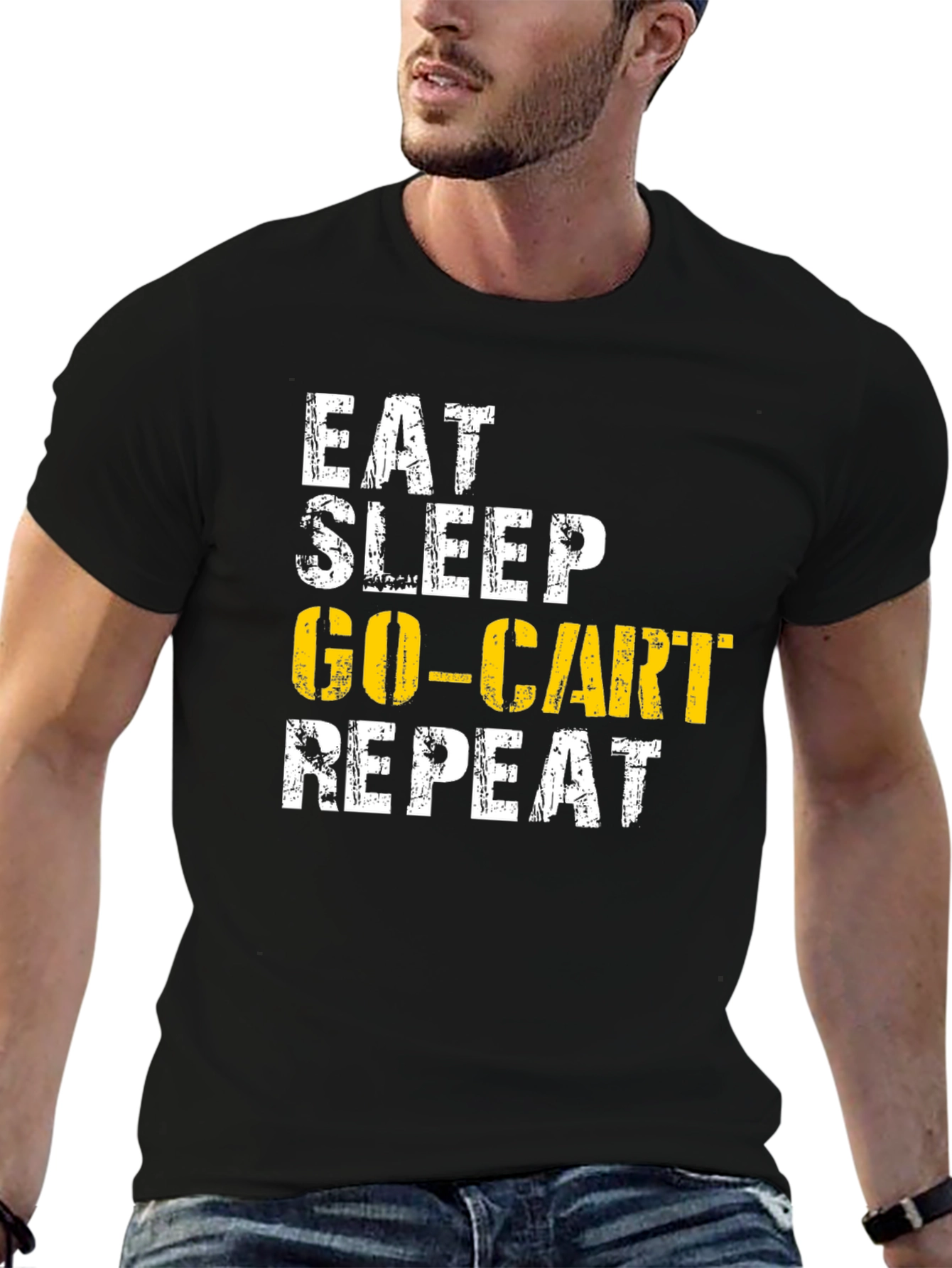 Eat Sleep Go-Cart Repeat Black T-Shirt