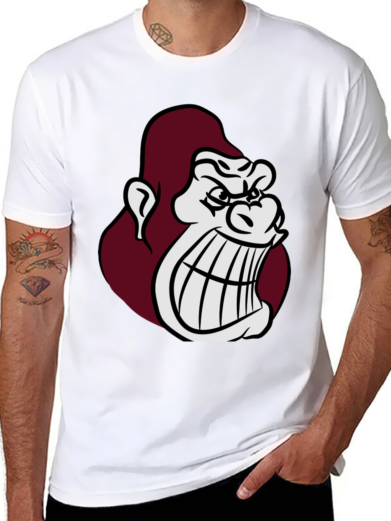 Angry Gorilla Graphic Tee - Black Casual T-Shirt