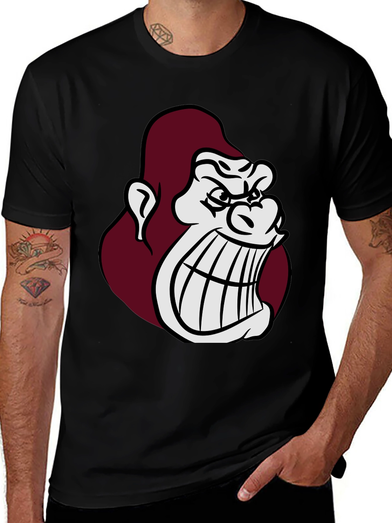 Angry Gorilla Graphic Tee - Black Casual T-Shirt