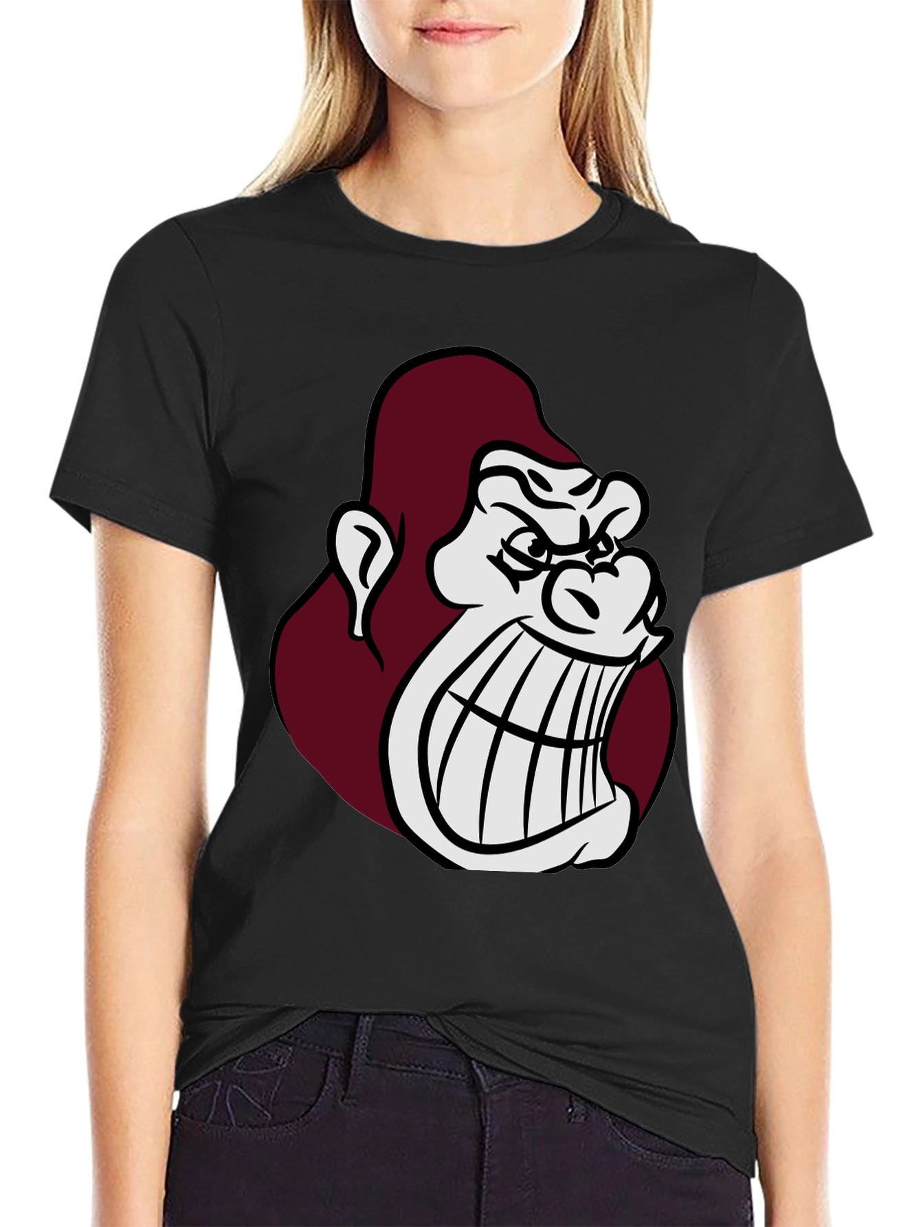 Angry Gorilla Graphic Tee - Black Casual T-Shirt