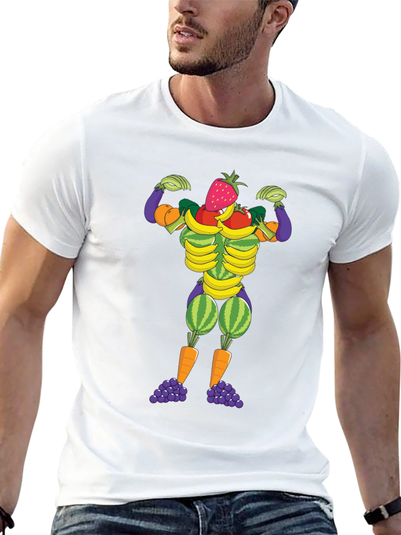 Fruit & Veggie Muscle Man Graphic Tee