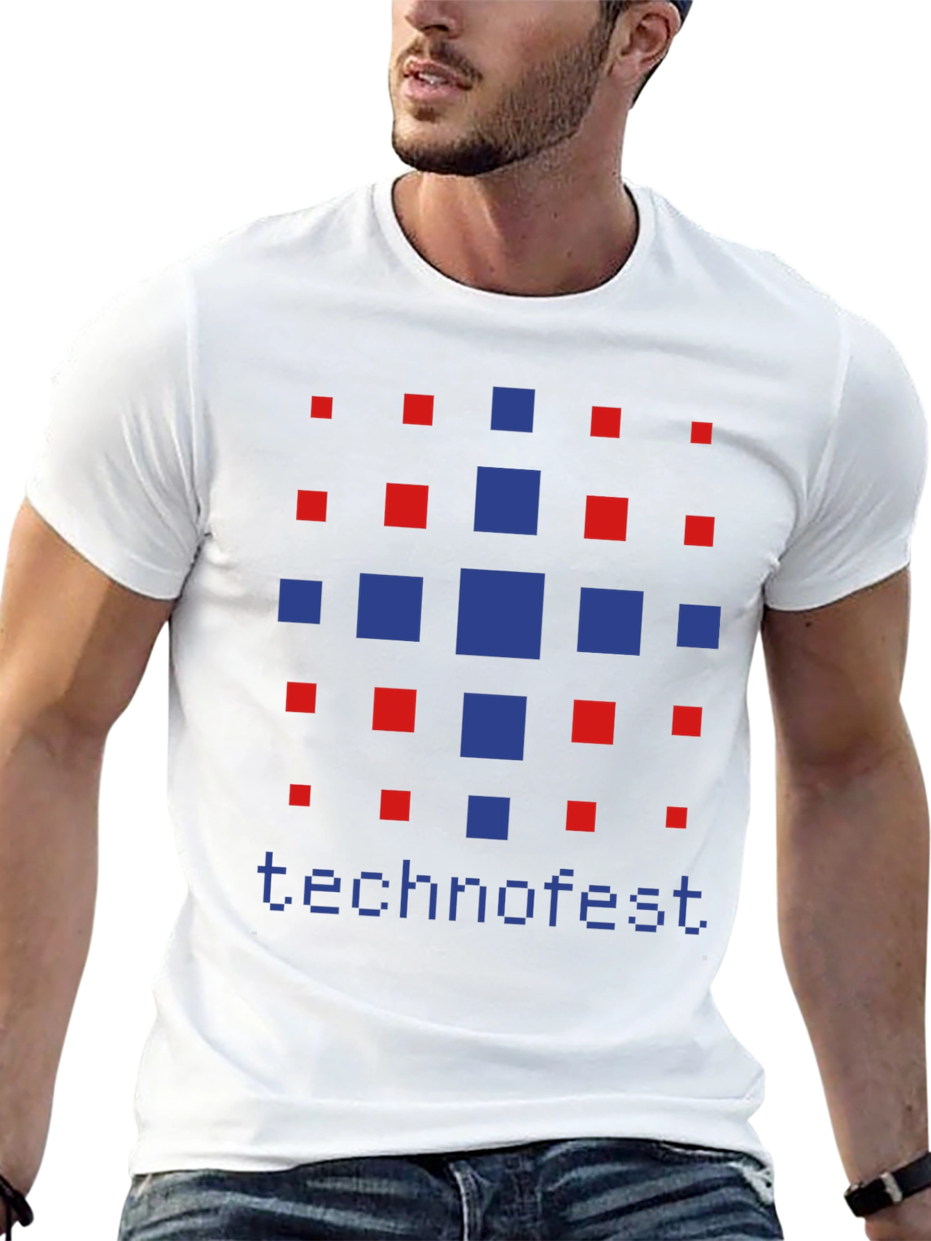 Technofest Graphic Tee - Pixelated Design Soft Cotton Blend