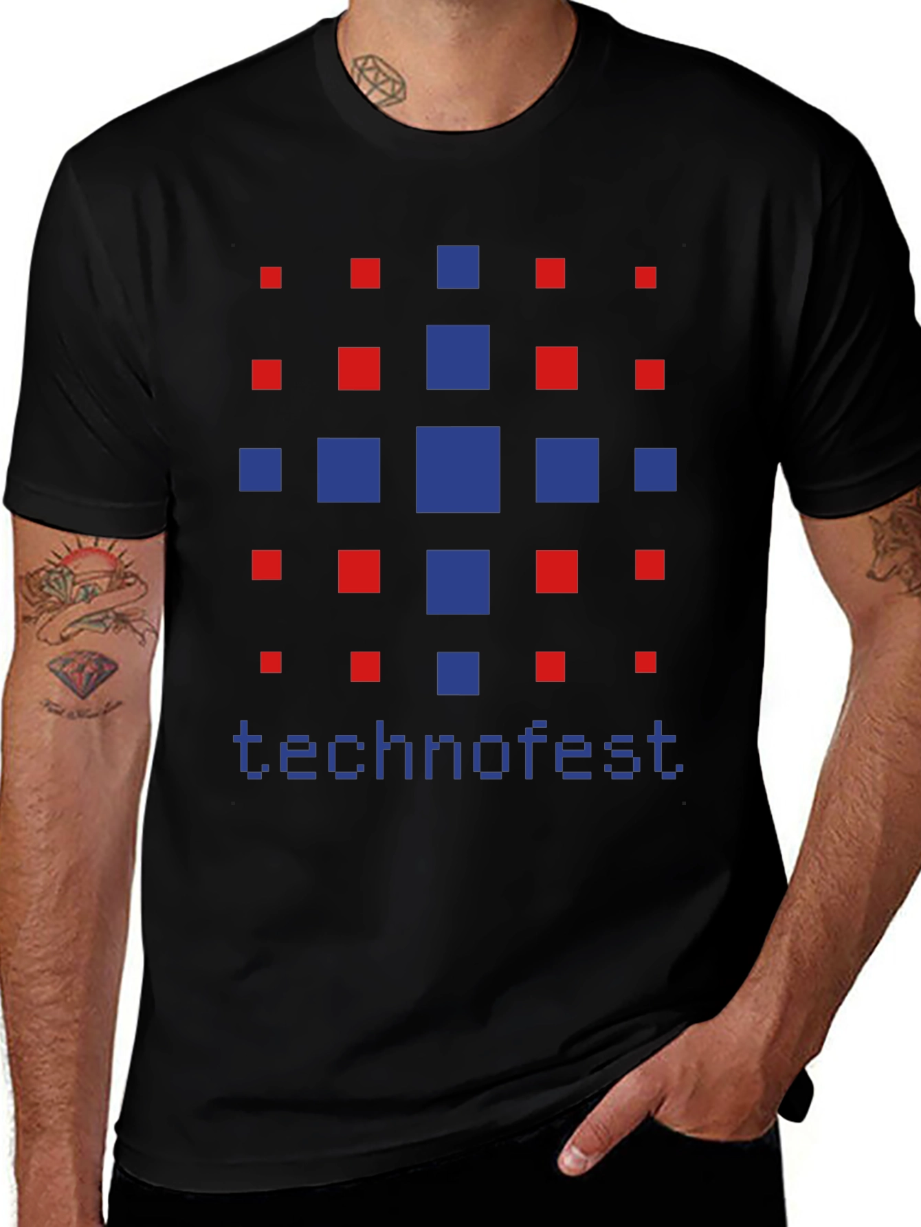 Technofest Graphic Tee - Pixelated Design Soft Cotton Blend