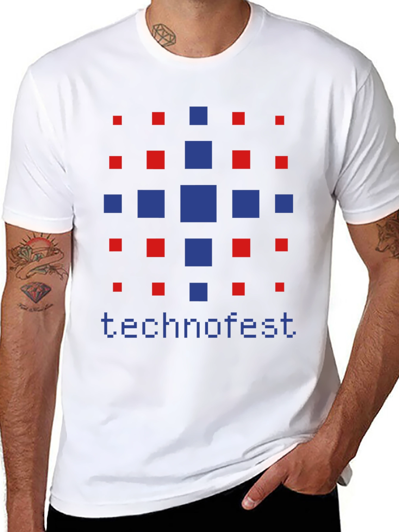 Technofest Graphic Tee - Pixelated Design Soft Cotton Blend