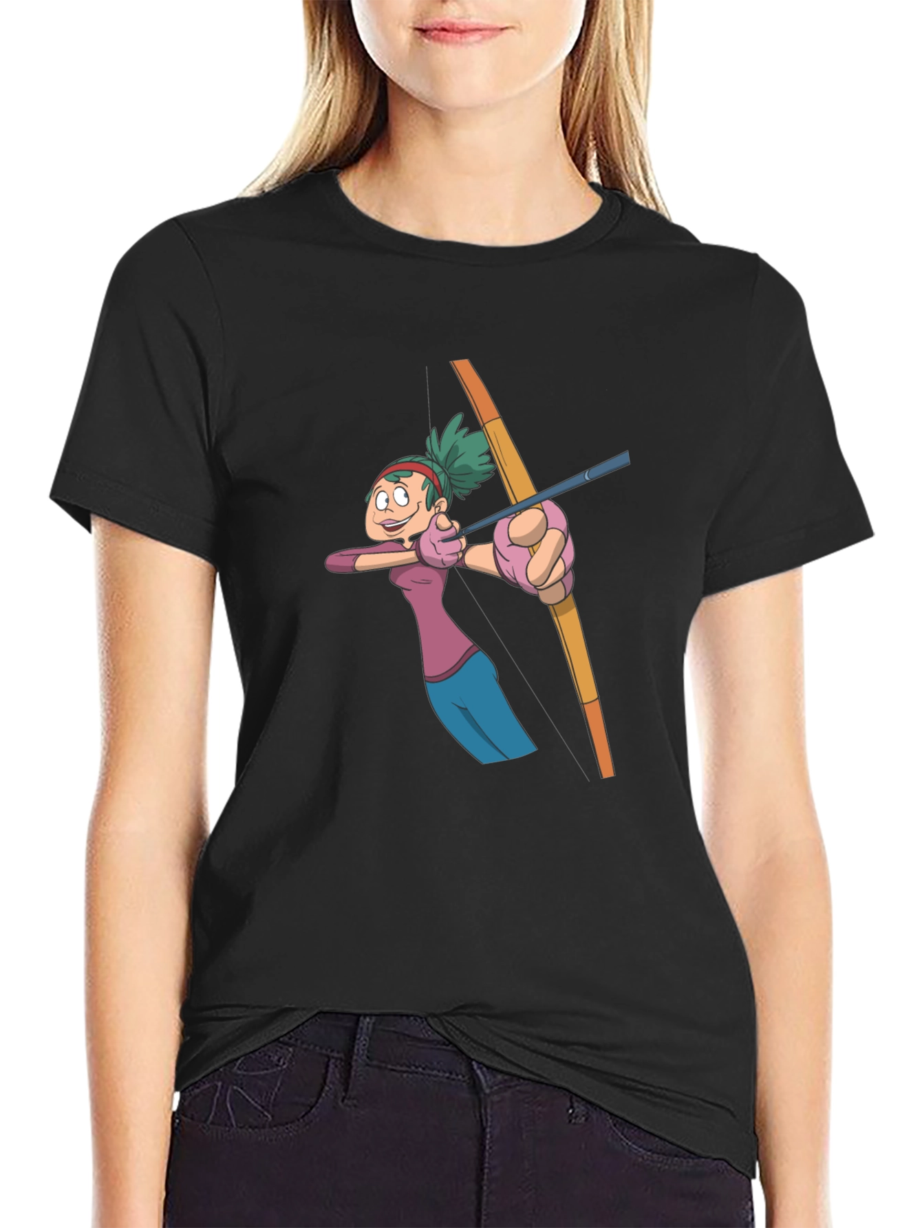 Archer Cartoon Graphic Tee - Black Cotton T-Shirt
