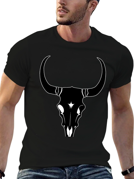 Black Bull Skull Graphic Tee