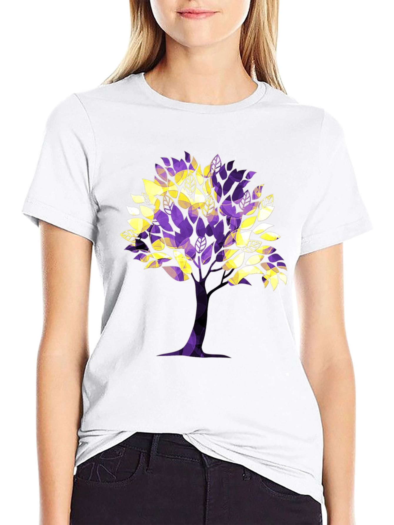 Abstract Tree Graphic Tee - Black