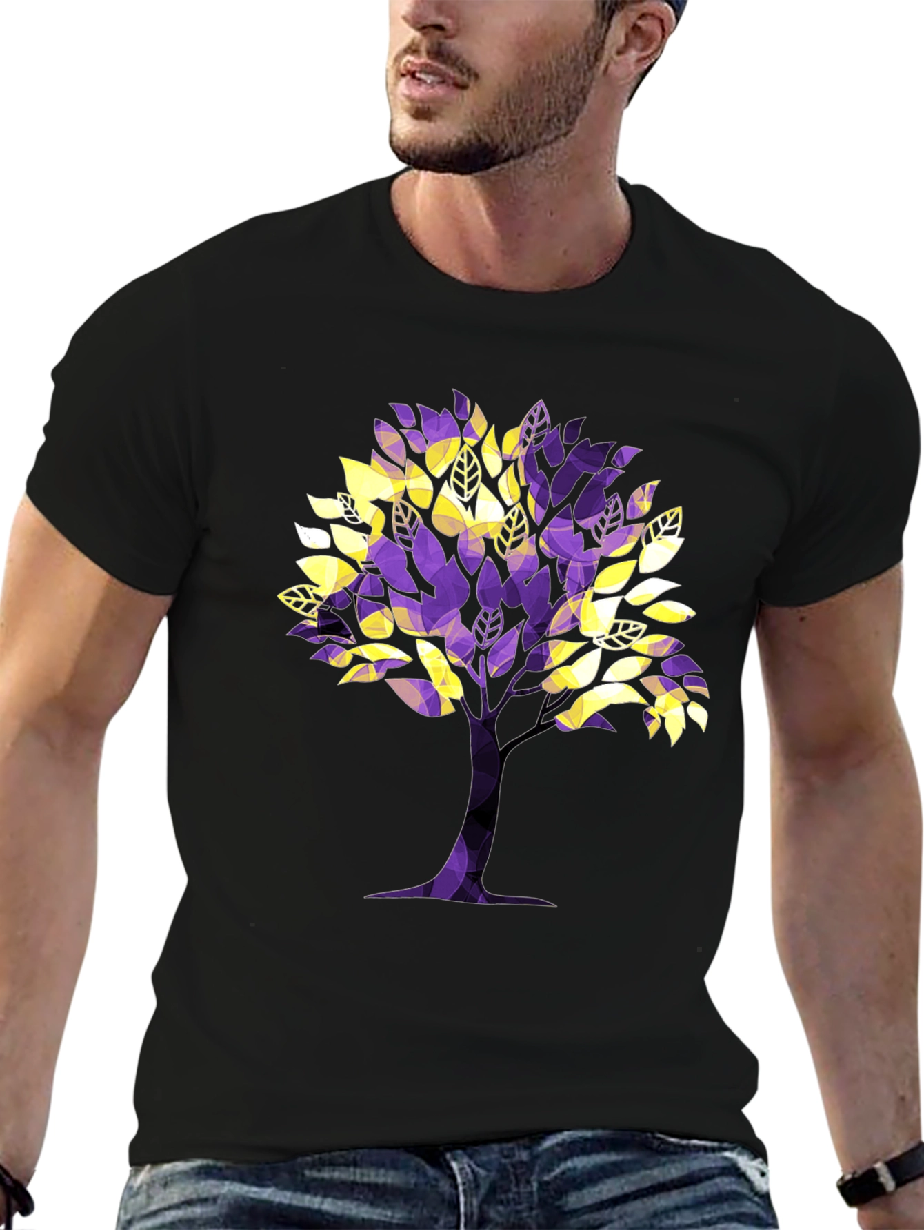 Abstract Tree Graphic Tee - Black