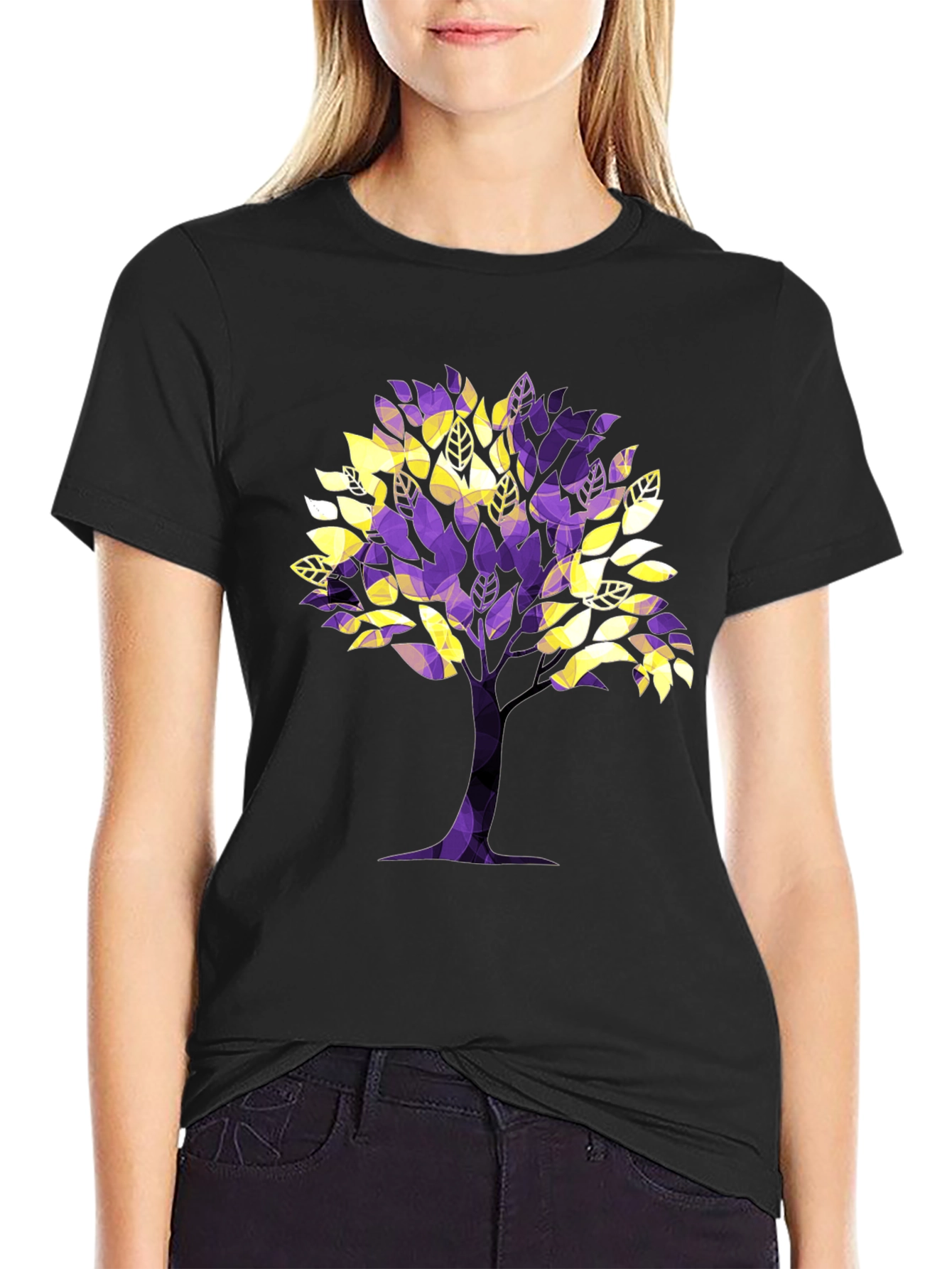 Abstract Tree Graphic Tee - Black