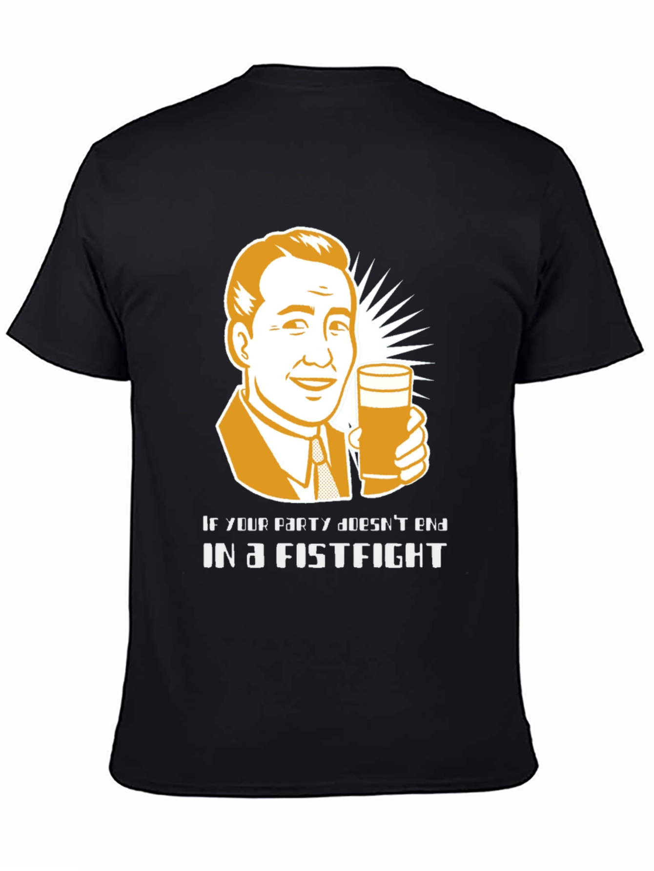 Party Fistfight Graphic Tee - Black Cotton T-Shirt